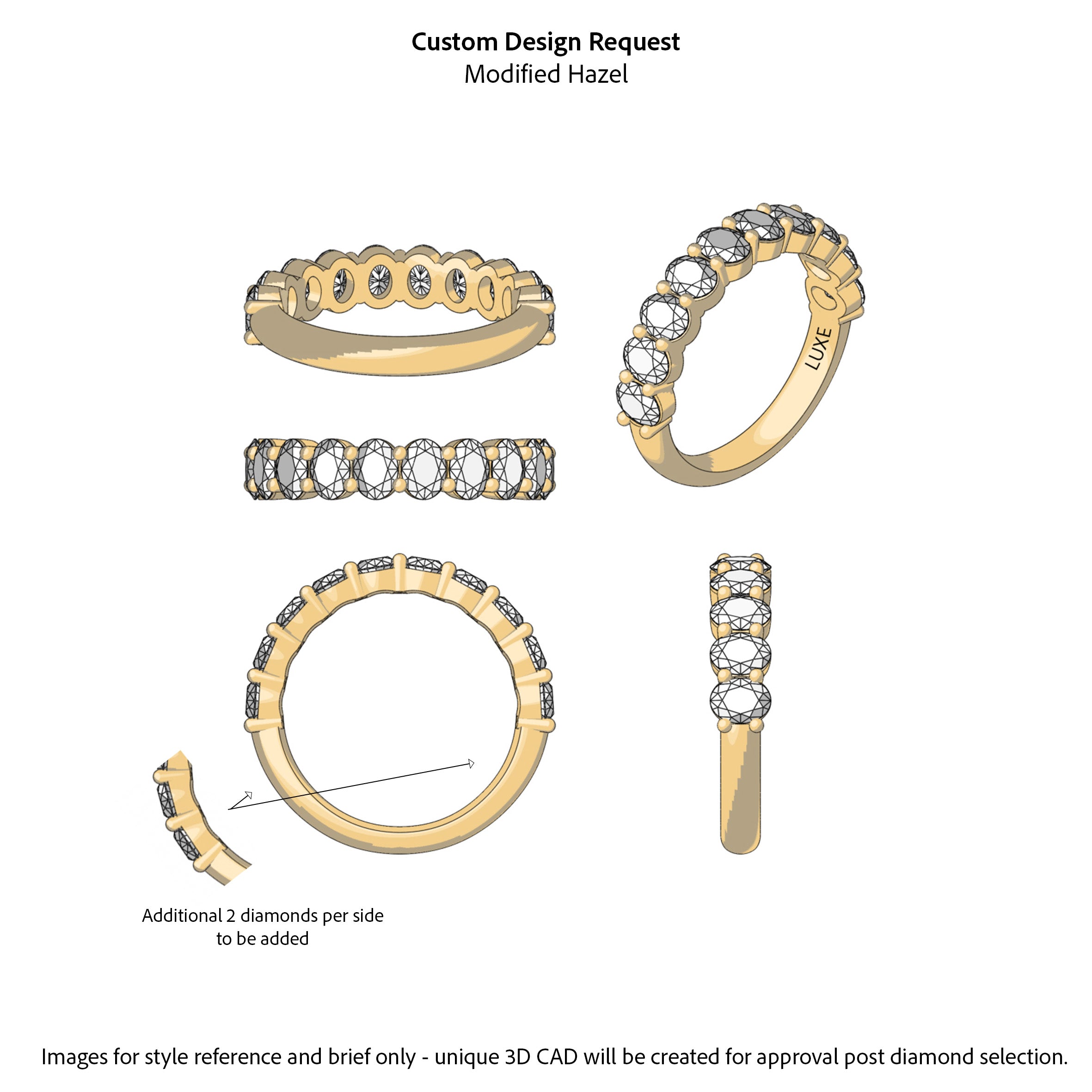Custom Hazel 1/2 Band Oval Wedding/Eternity Ring (Made to Order)