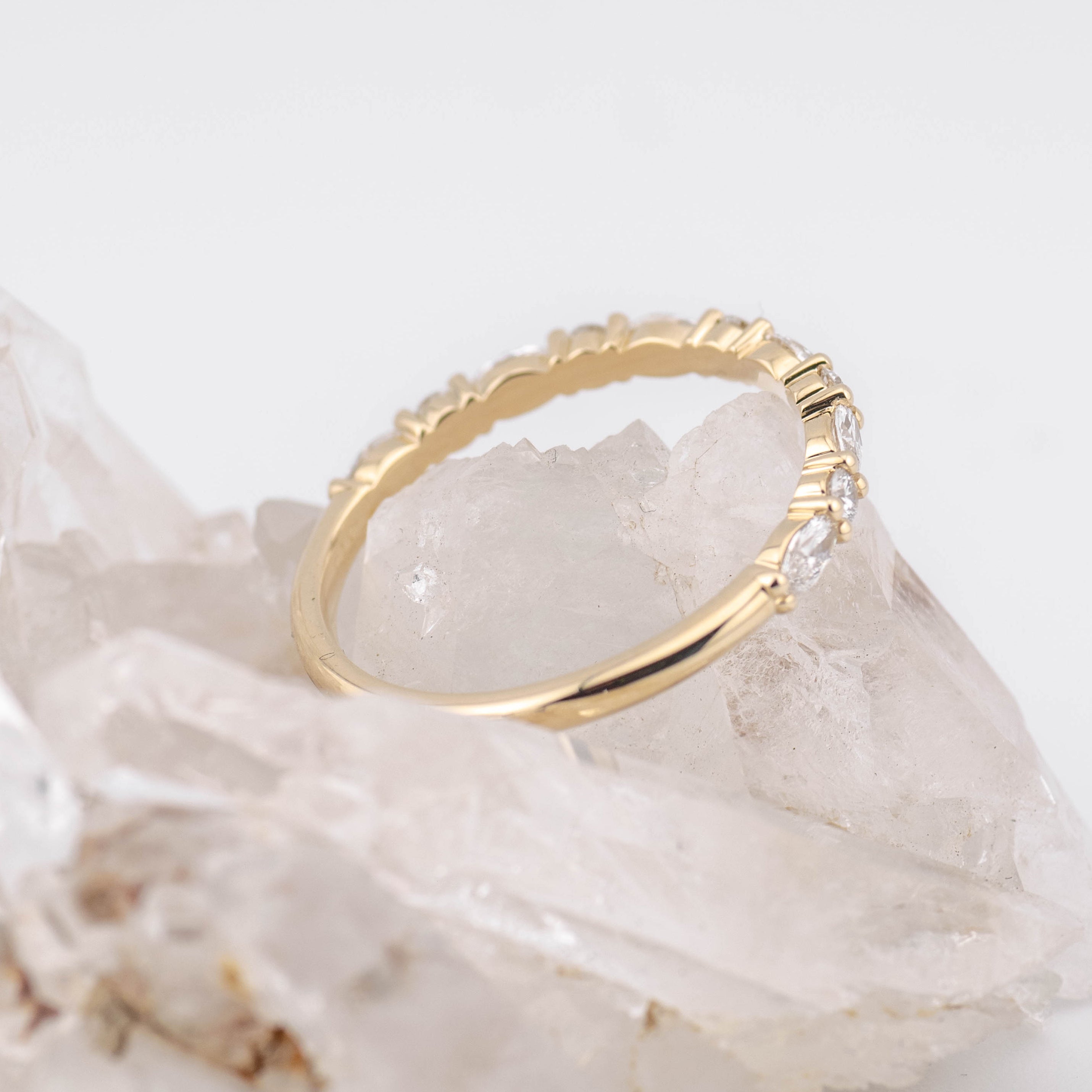 (Ready to Ship Q) Morgan 2mm 1/2 Band Oval Wedding/Eternity Ring 9k Yellow Gold