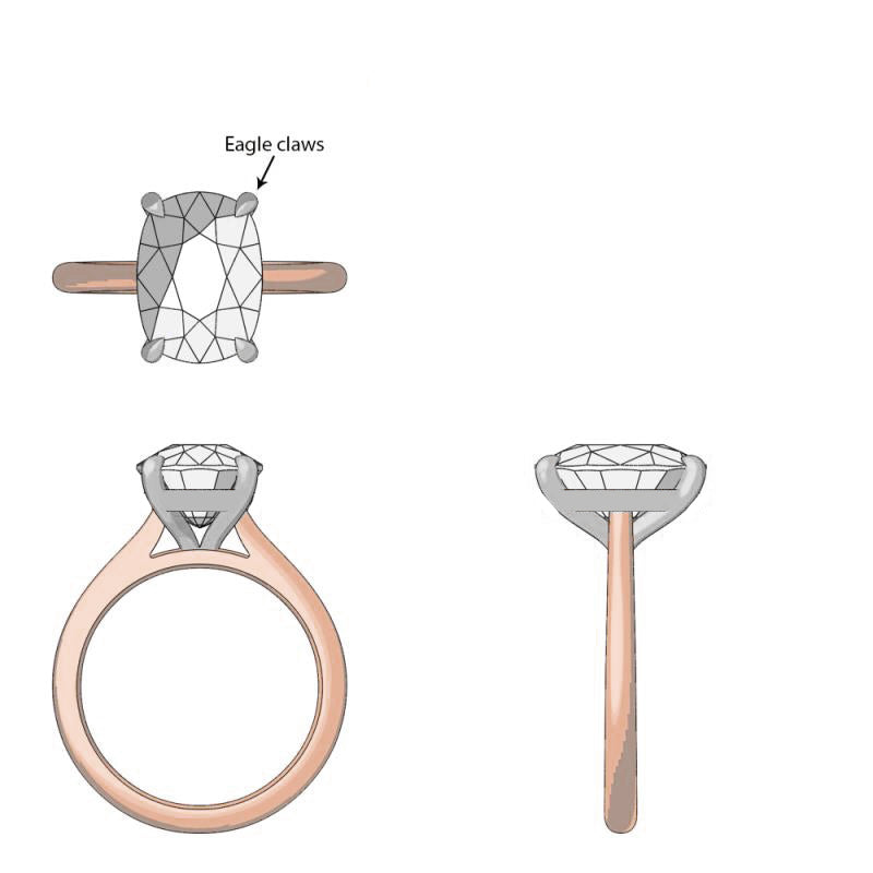 Custom Listing - Old Mine Elongated Cushion Cathedral Setting