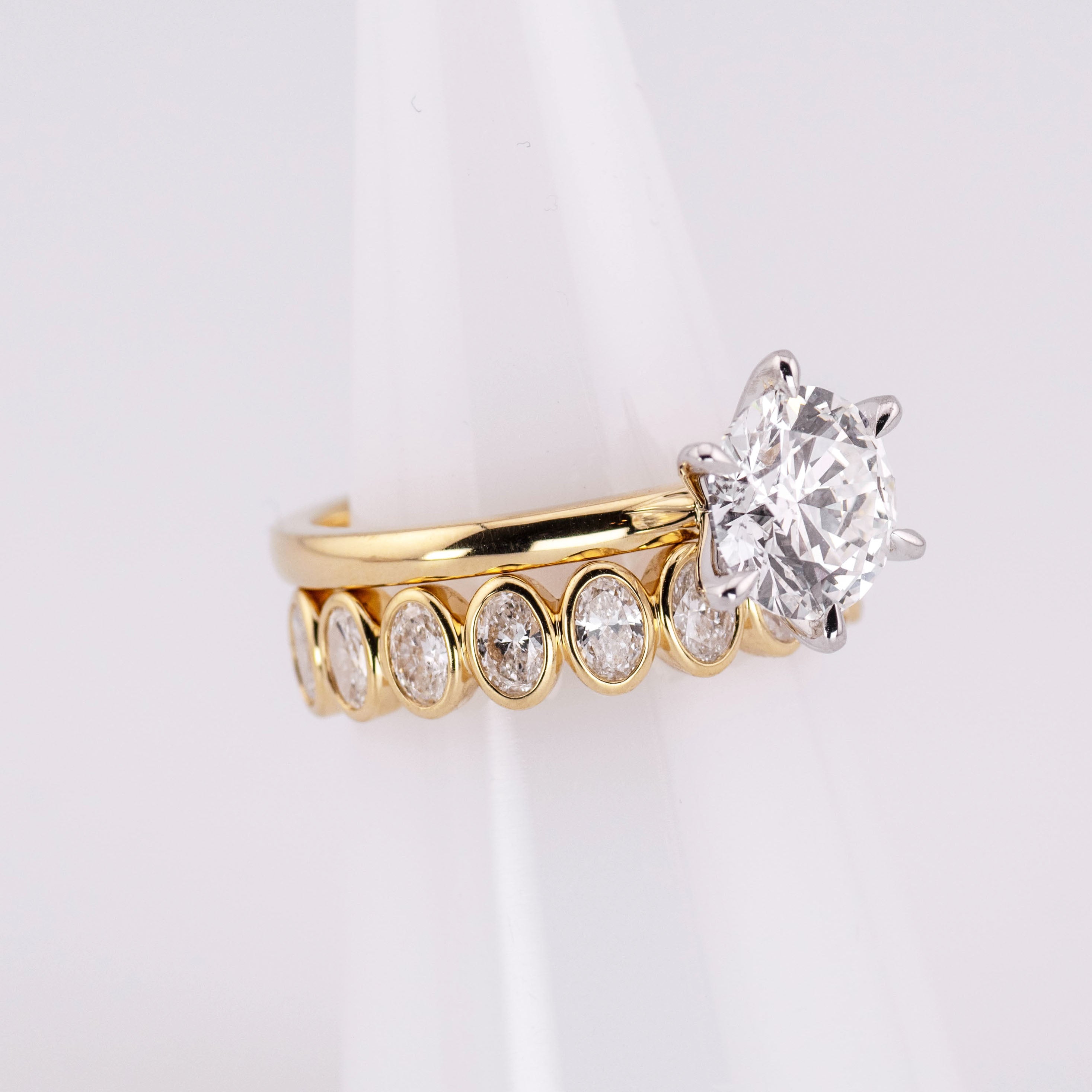 Lois 1/2 Band North/South Oval Bezel Set Wedding/Eternity Ring (Made to Order)