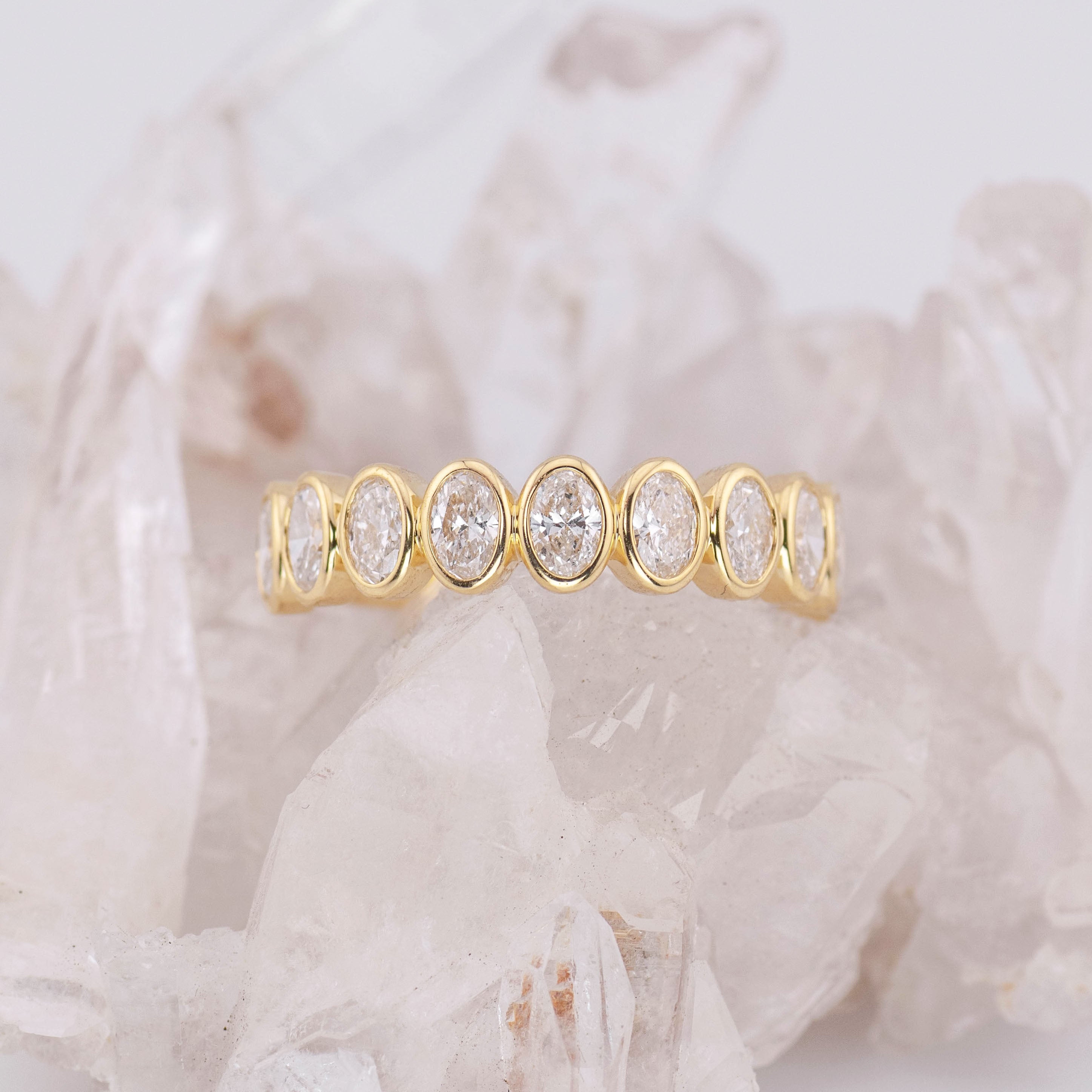 Lois 1/2 Band North/South Oval Bezel Set Wedding/Eternity Ring (Made to Order)