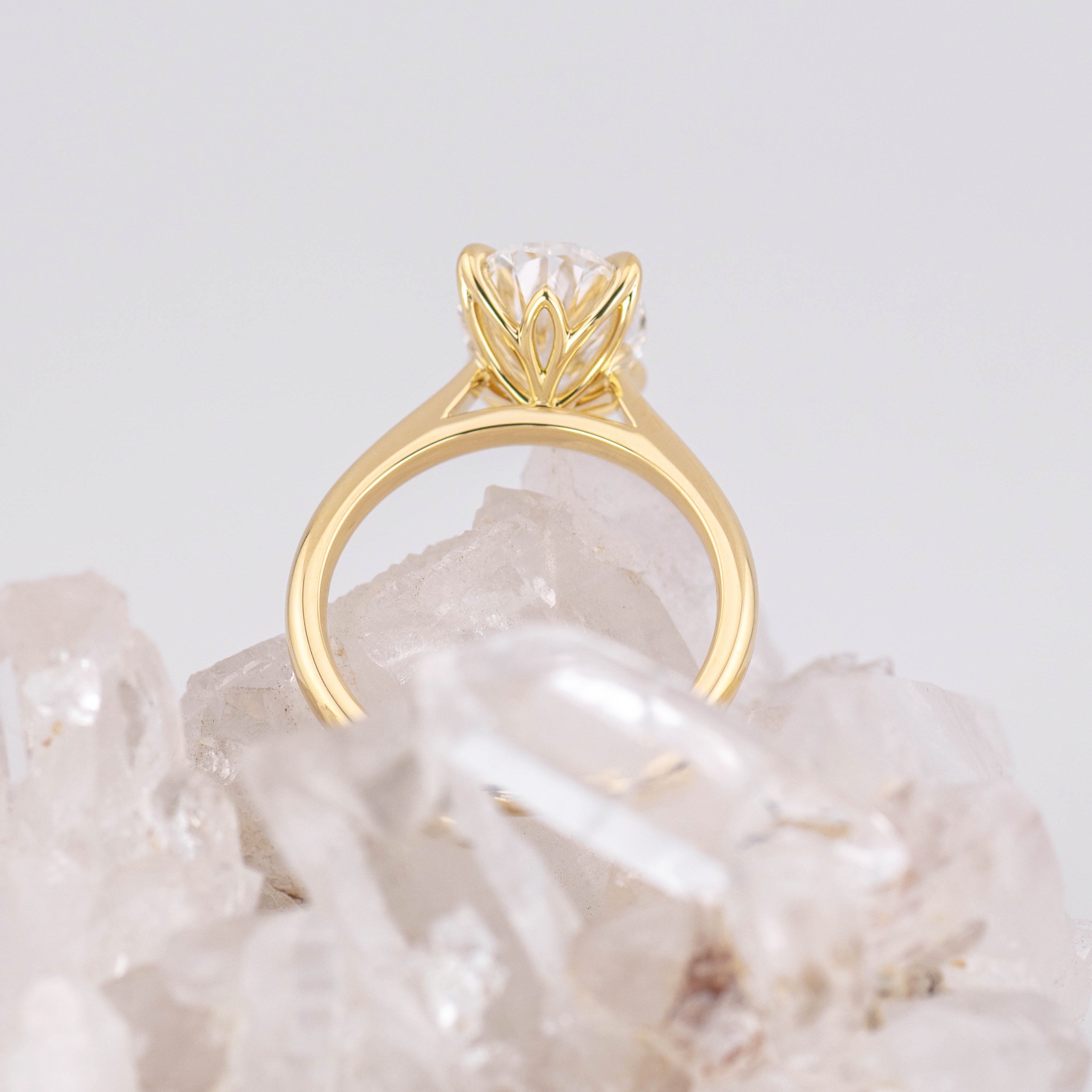 Oval Petal 3.0 – 4 Claw 3ct Oval Solitaire with Petal Basket (Made to Order)