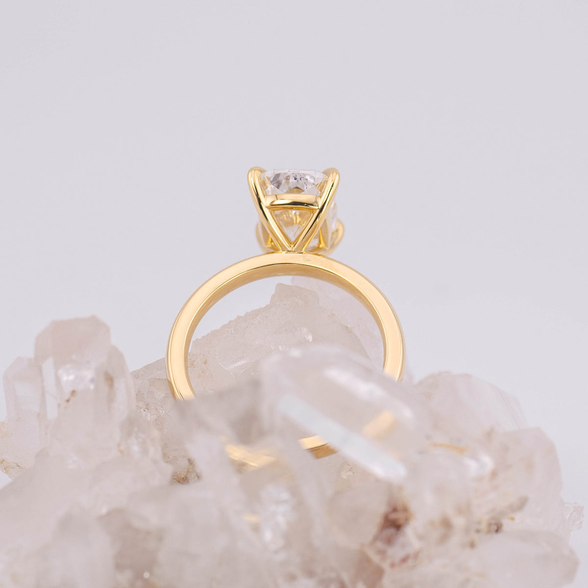 (Ready to Ship Size M) - Catherine 3.0 – Elongated Cushion 3.04ct D VVS2 Solitaire in 18k Yellow Gold