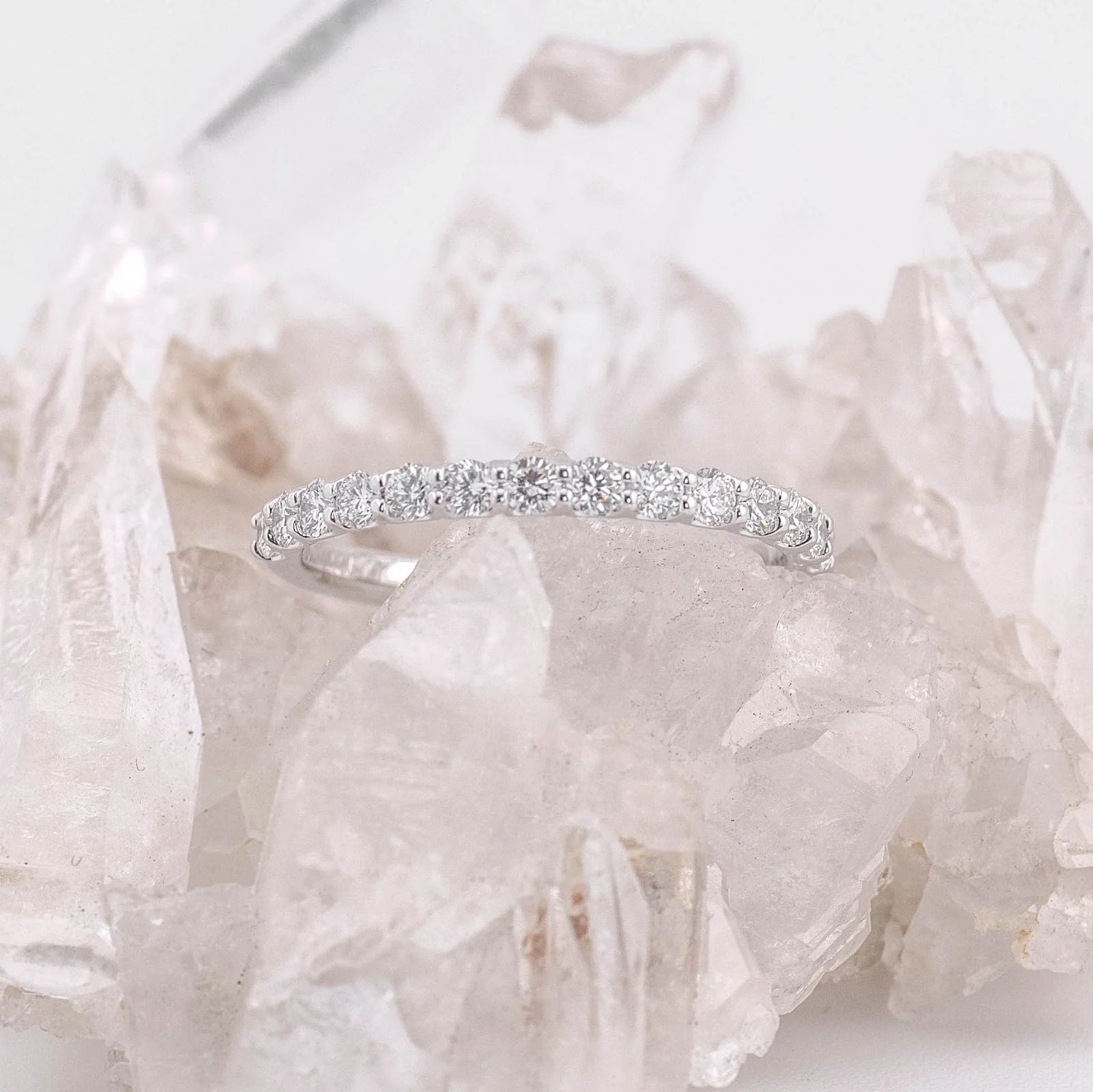 (Ready to Ship M) Madison 2mm 1/2 Band Wedding/Eternity Ring 18k White Gold