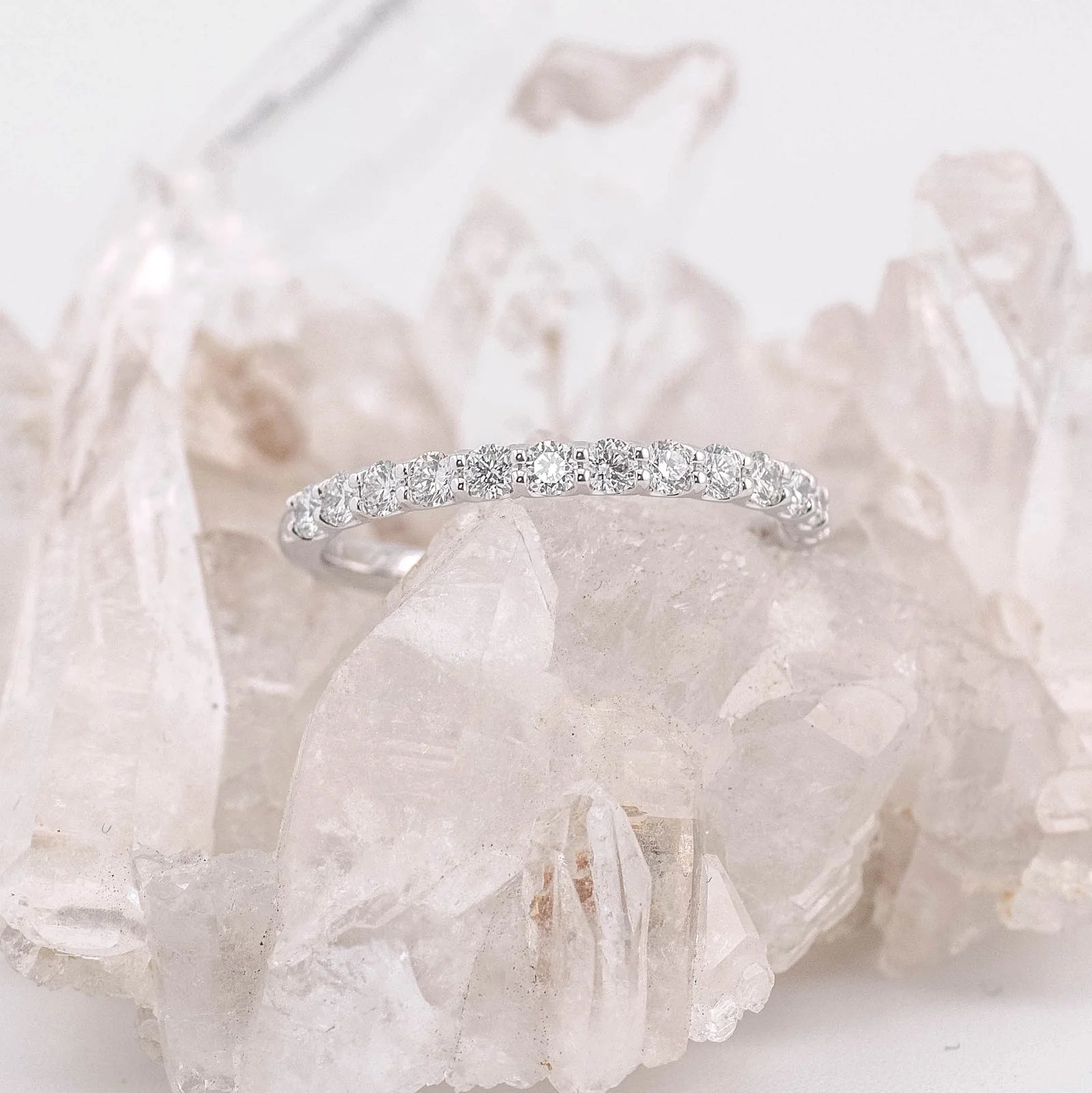 (Ready to Ship M) Madison 2mm 1/2 Band Wedding/Eternity Ring 18k White Gold