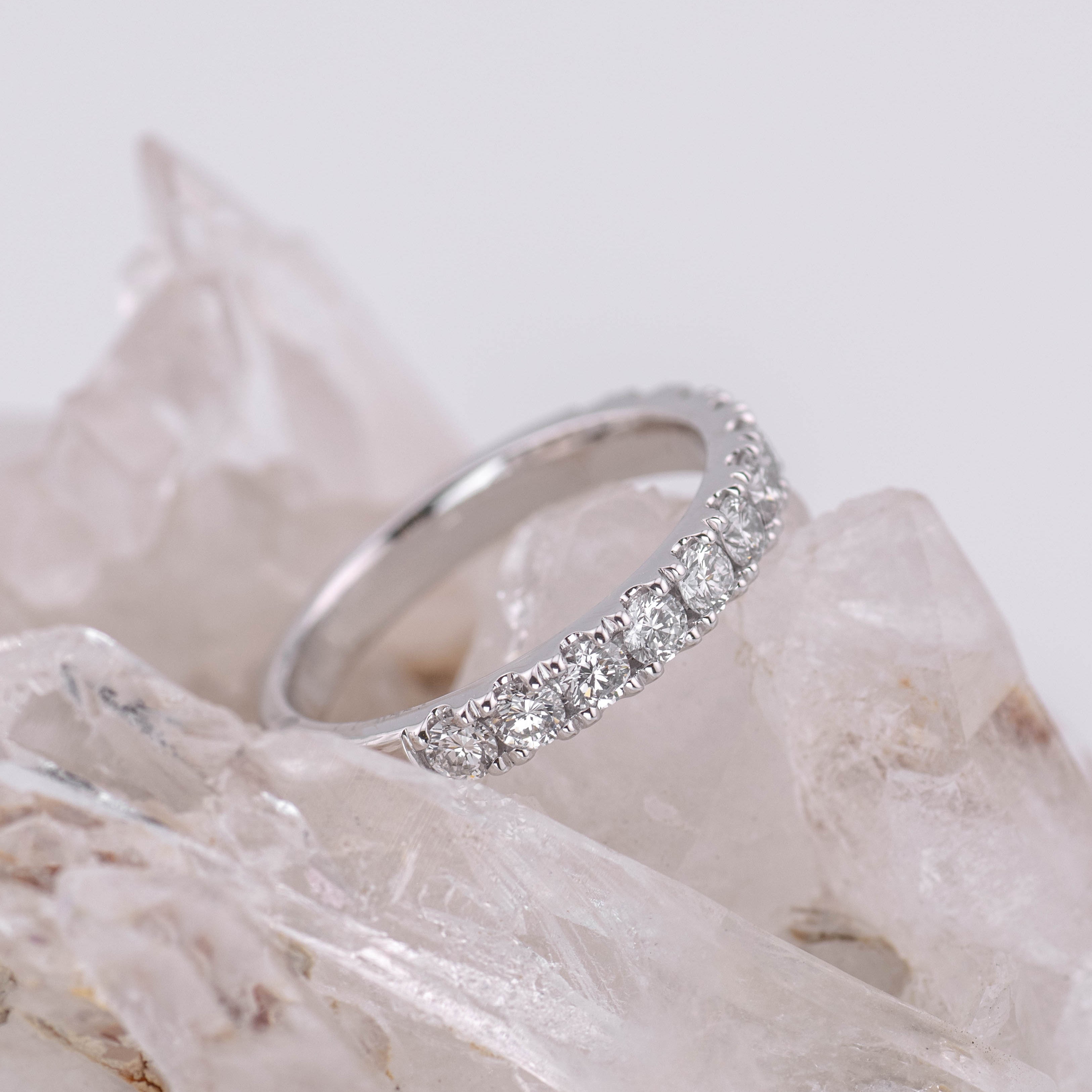 (Ready to Ship M) Lucy 1/2 Band Wedding/Eternity Ring 18k White Gold