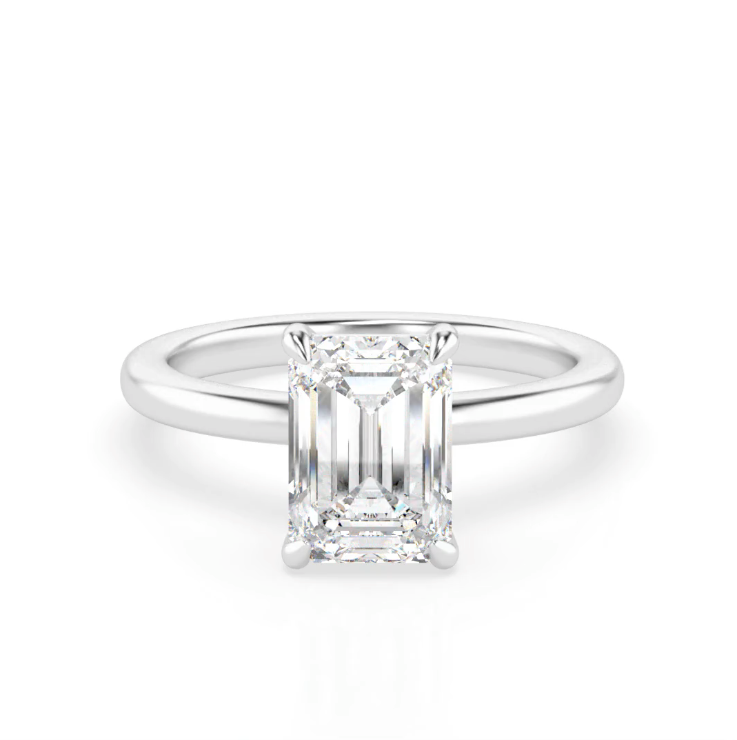 Emma 2.5 – 4 Claw 2ct Emerald Cut Solitaire (Made to Order) E Colour VVS1