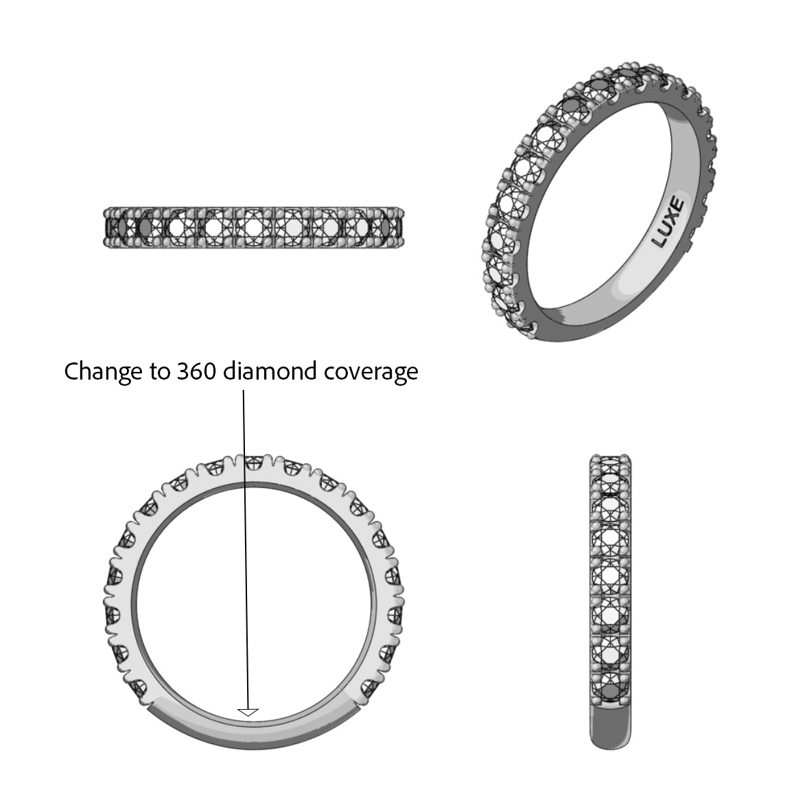 Modified Lucy 360 Band Wedding/Eternity Ring in Platinum