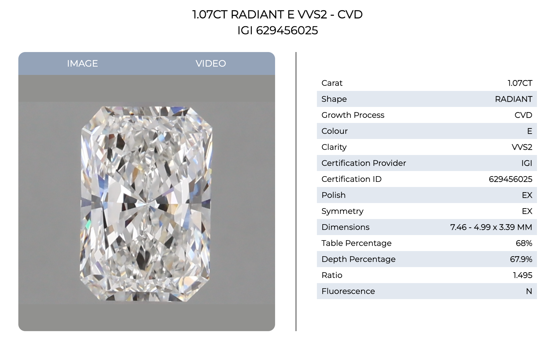 1ct Radiant Cut Bezel Pendant and Chain