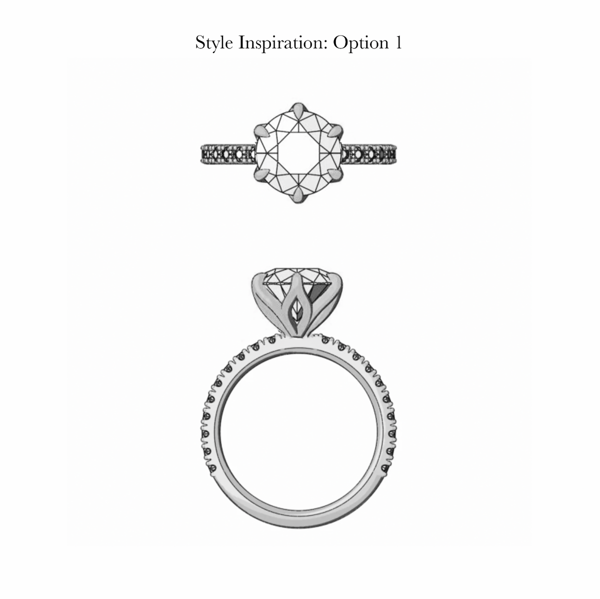 2.5CT Round Brilliant Petal Solitaire with Pave Band