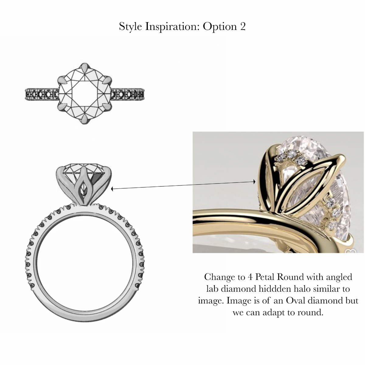 2.5CT Round Brilliant Petal Solitaire with Pave Band