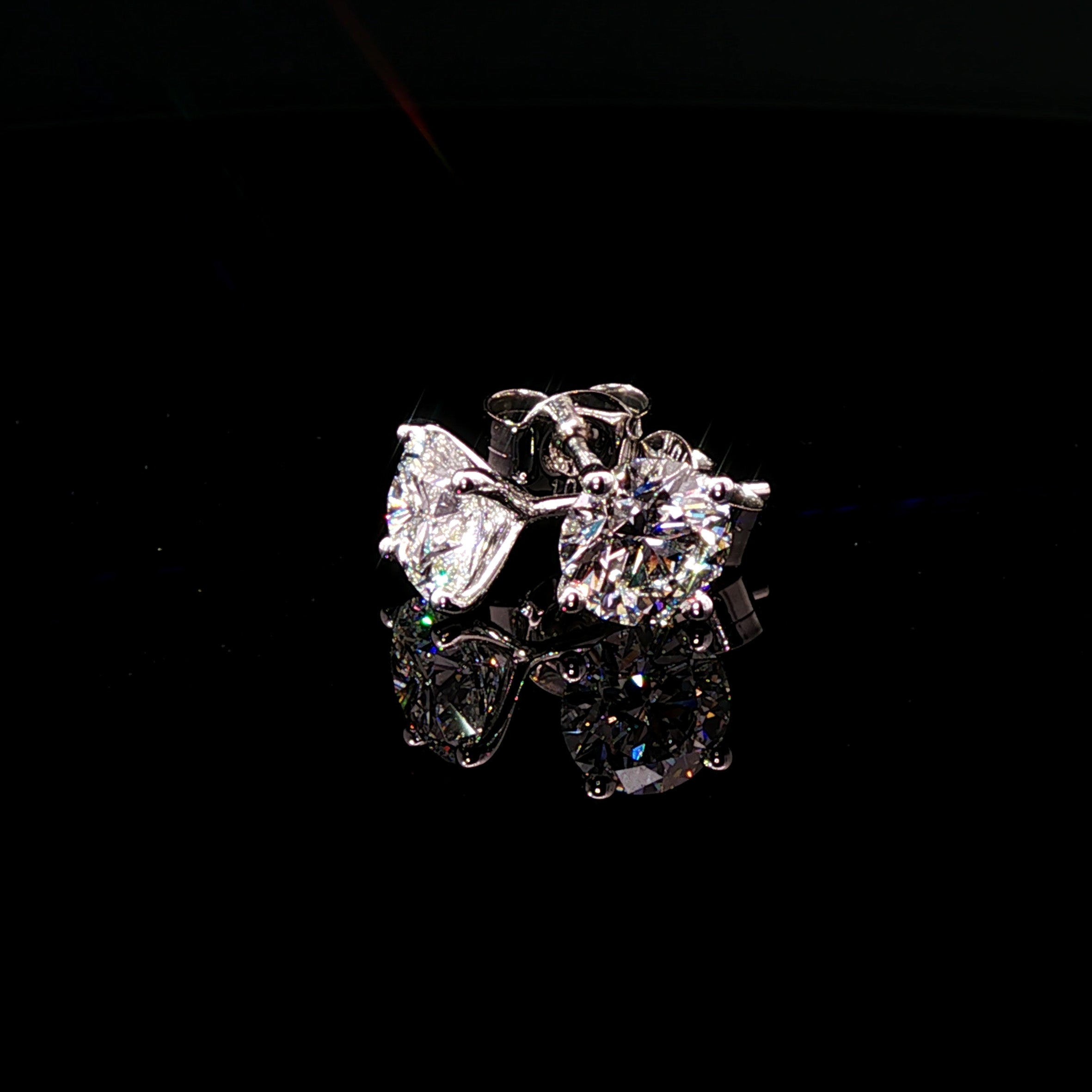 (Ready to Ship) 2tcw 10k White Gold Diamond Studs E VS1 IGI Certified Lab Diamonds