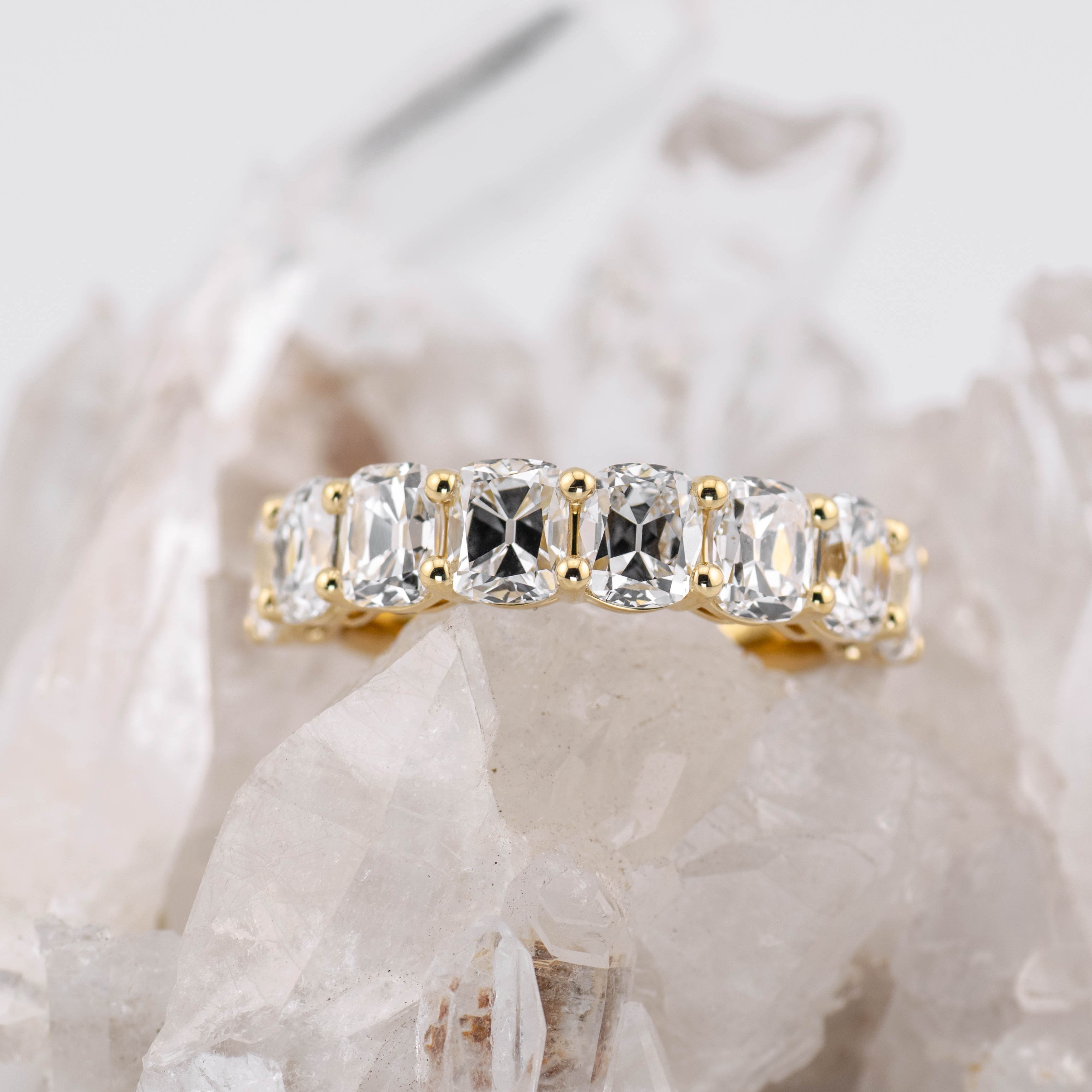 (Ready to Ship Size N) - 4.01ct Old Mine Wedding/Eternity Ring in 18k