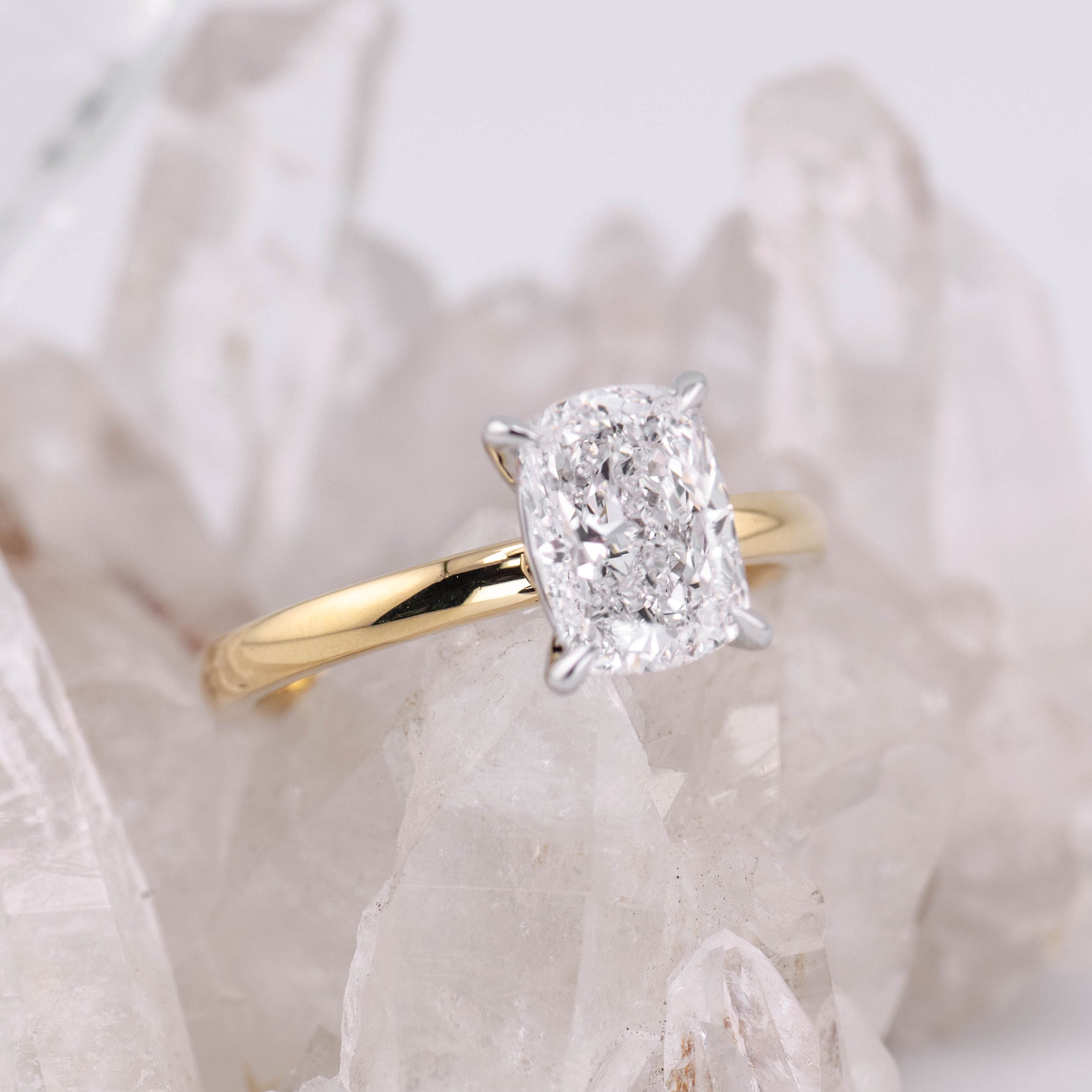 Catherine 2.0 – 4 Claw 2ct Elongated Cushion Solitaire (Made to Order) E/F Colour VVS2