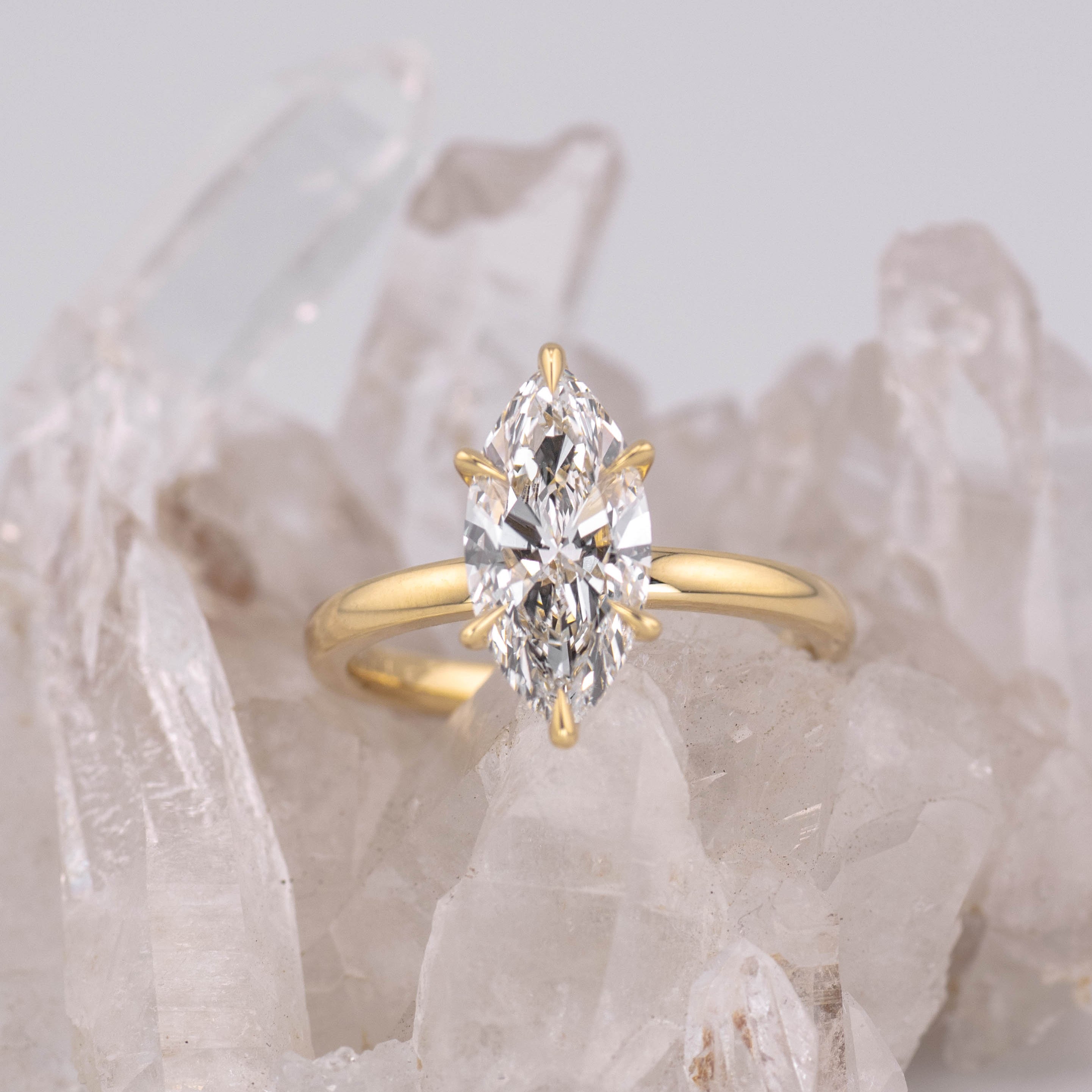 Milan 2.0 – 6 Claw 2ct Marquise Solitaire (Made to Order) E/F Colour VVS2