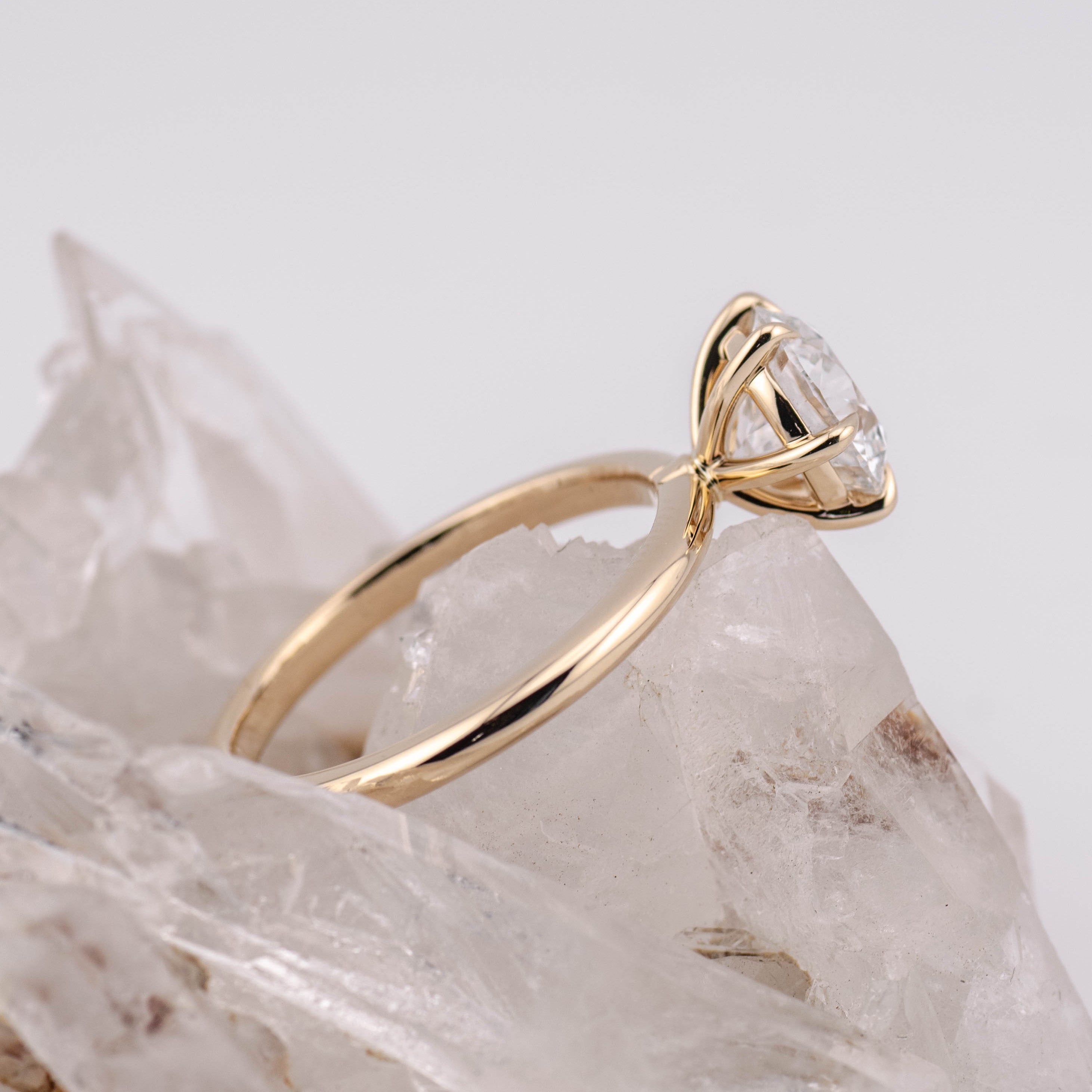 (Ready to Ship Size O 1/2) Custom 6 Claw 2.12ct D VVS2 Round Solitaire in 14k Yellow Gold