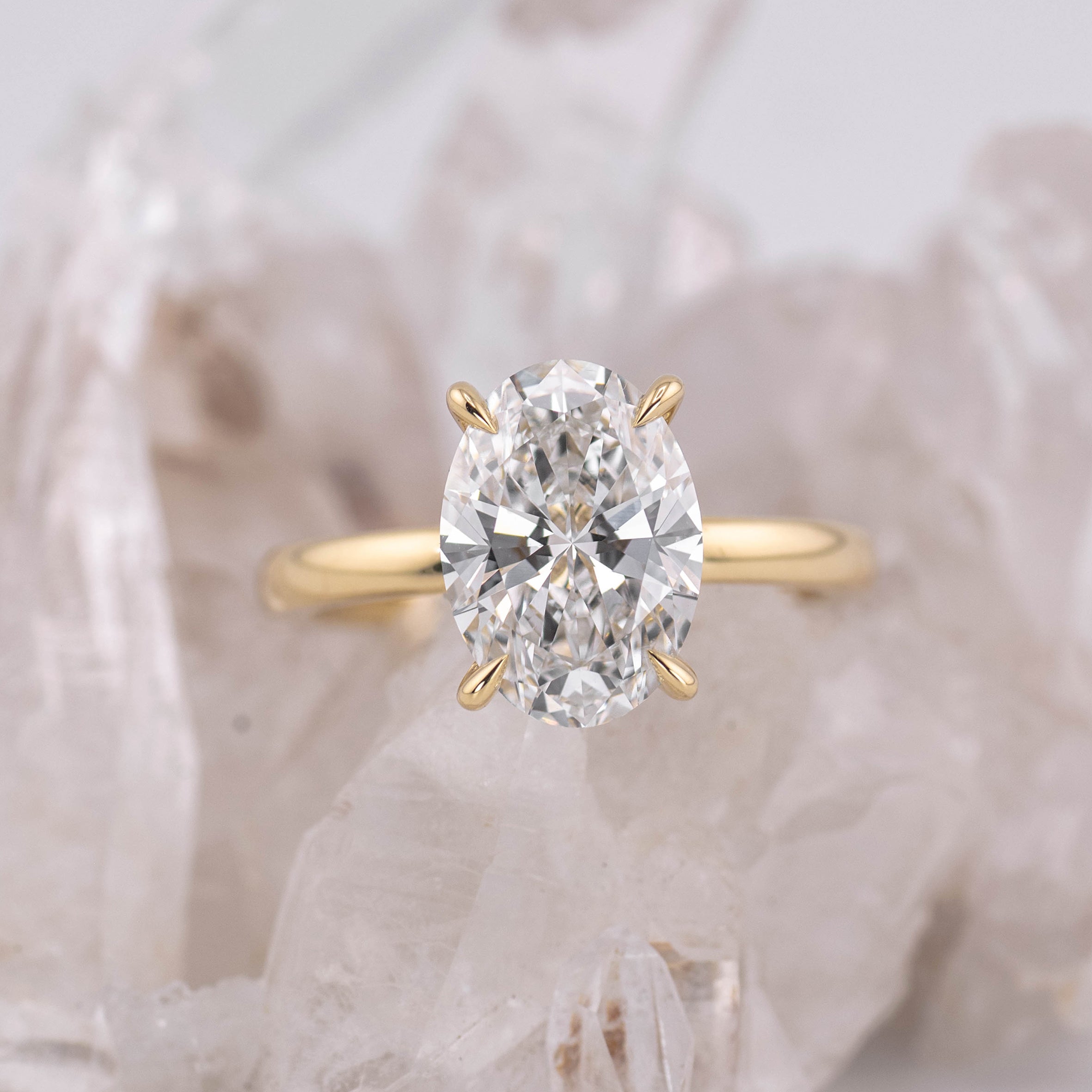 (Custom Listing) 4 Claw Oval Solitaire in 18k 2 Tone Gold