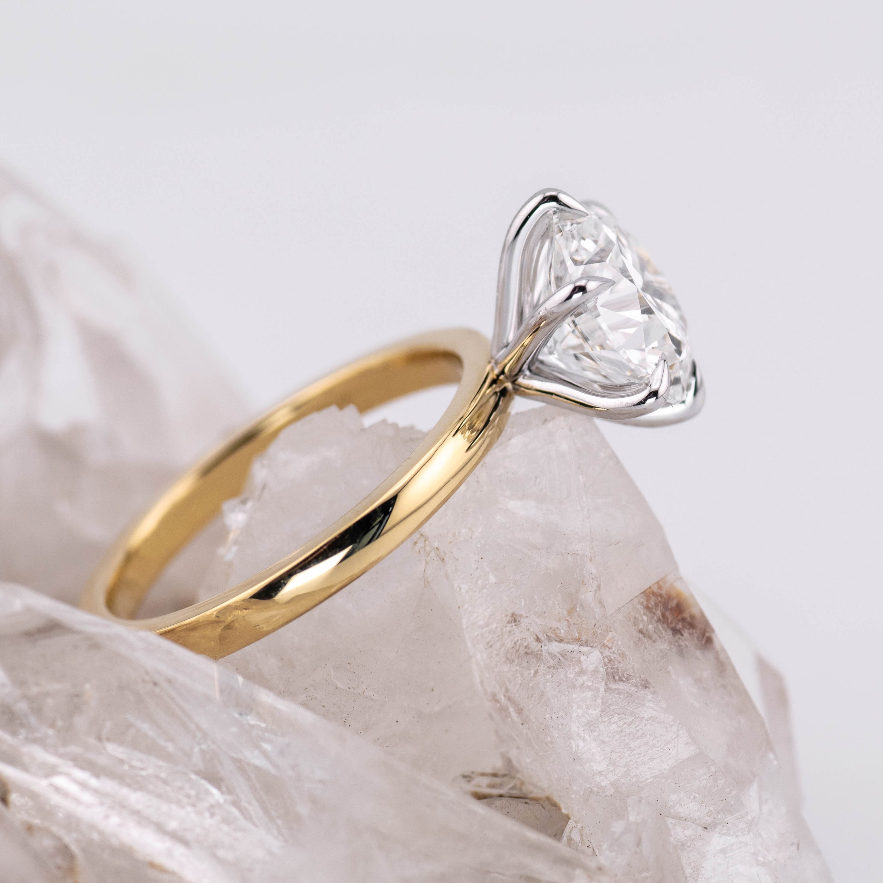 (Ready to Ship Size N) - Billie 3.0 – 6 Claw 3.02ct Round Solitaire in 2 Tone 18k