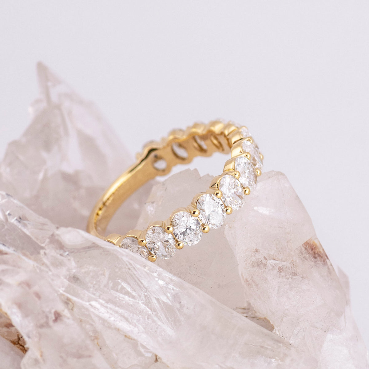 (Ready to Ship N) Hazel 3/4 Band Oval Wedding/Eternity Ring 18k Yellow Gold