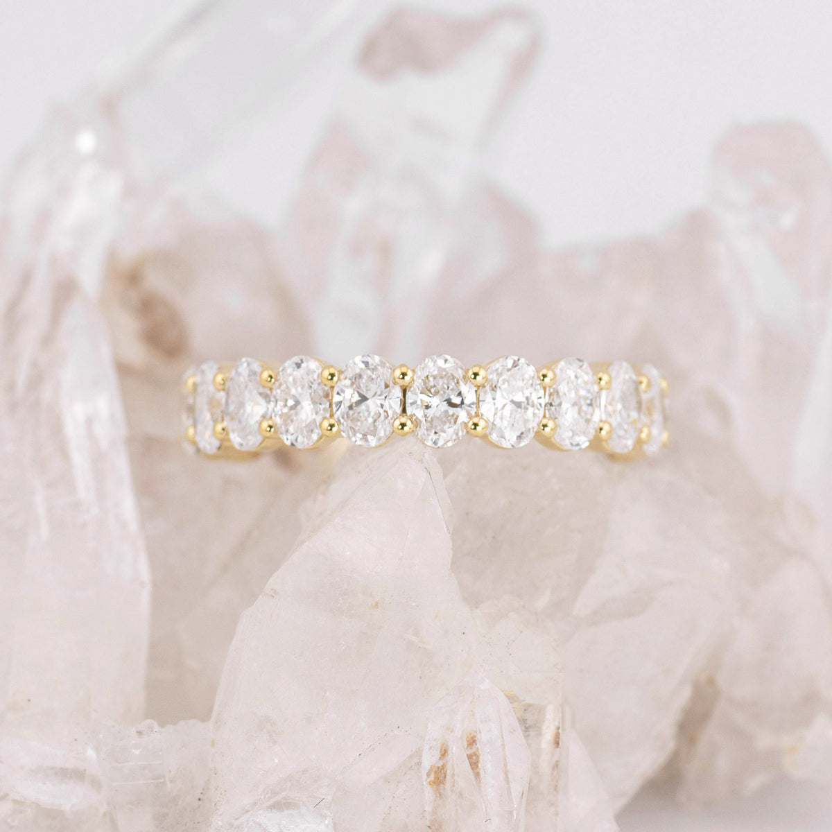 (Ready to Ship N) Hazel 3/4 Band Oval Wedding/Eternity Ring 18k Yellow Gold
