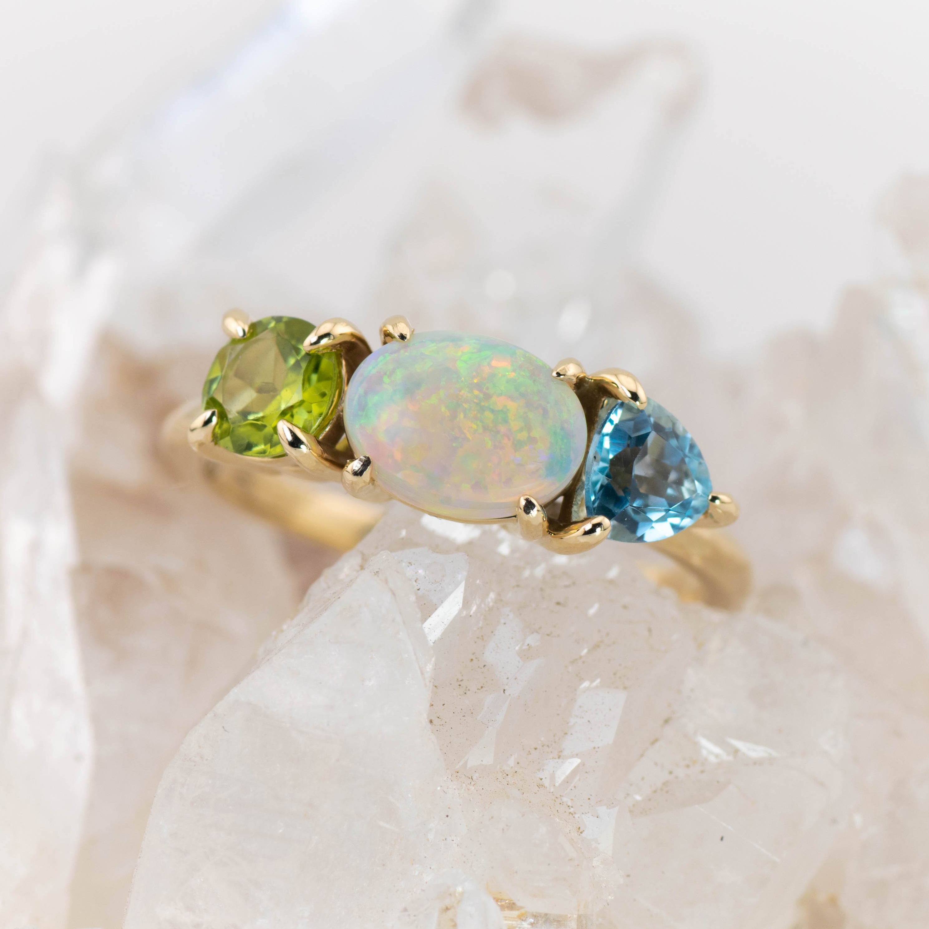 Adelaide – Opal & Gemstone Cluster Ring (in stock size O)