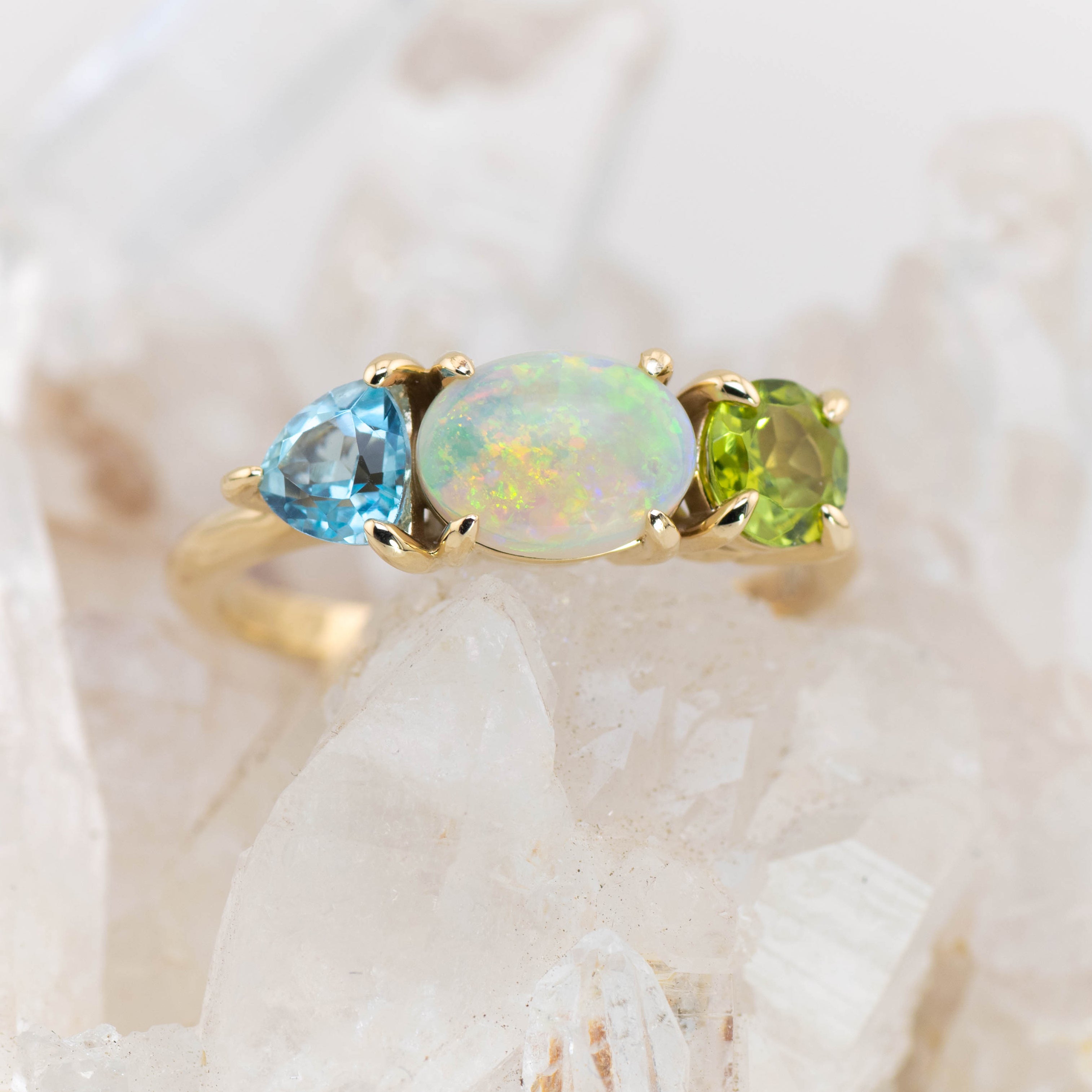 Adelaide – Opal & Gemstone Cluster Ring (in stock size O)
