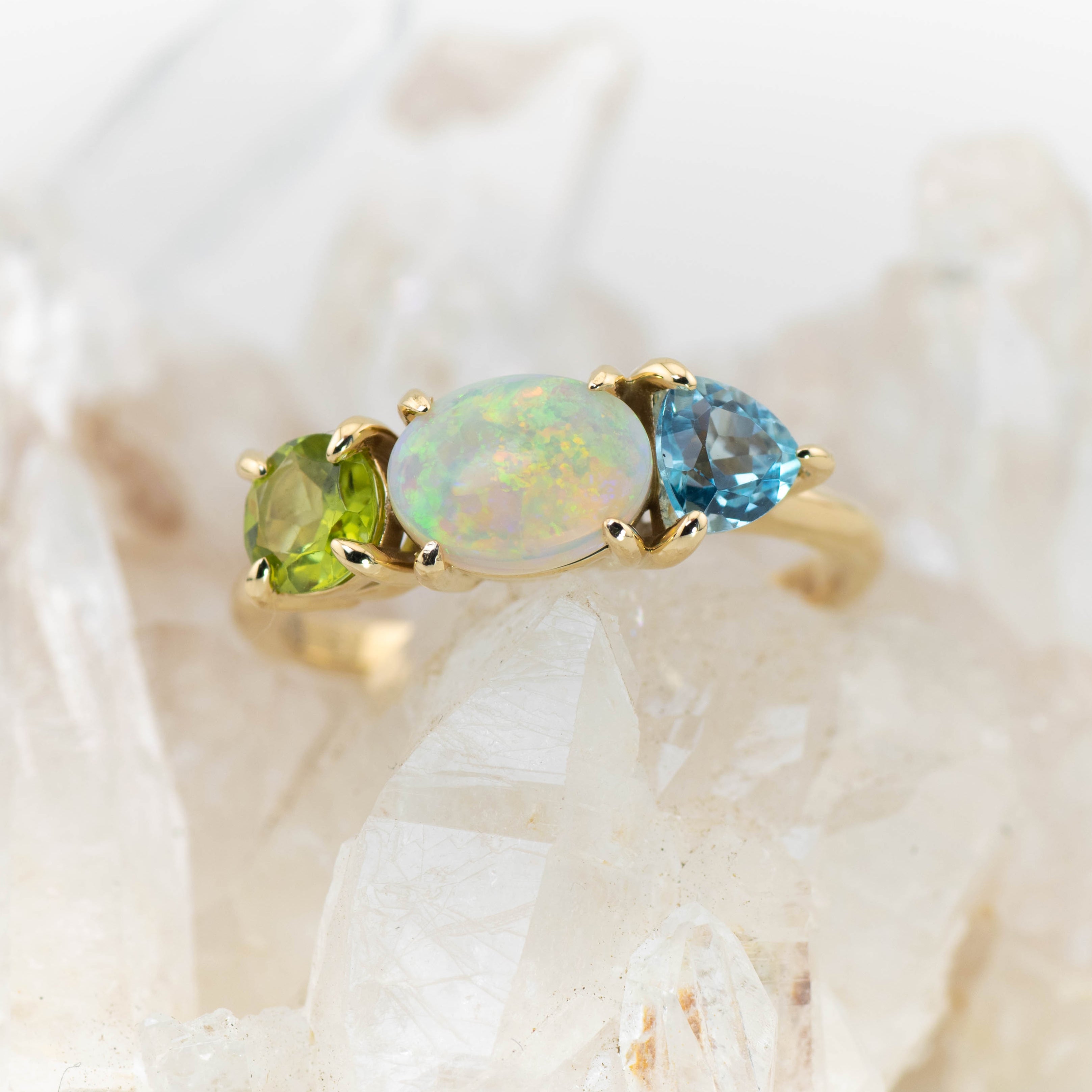 Adelaide – Opal & Gemstone Cluster Ring (in stock size O)