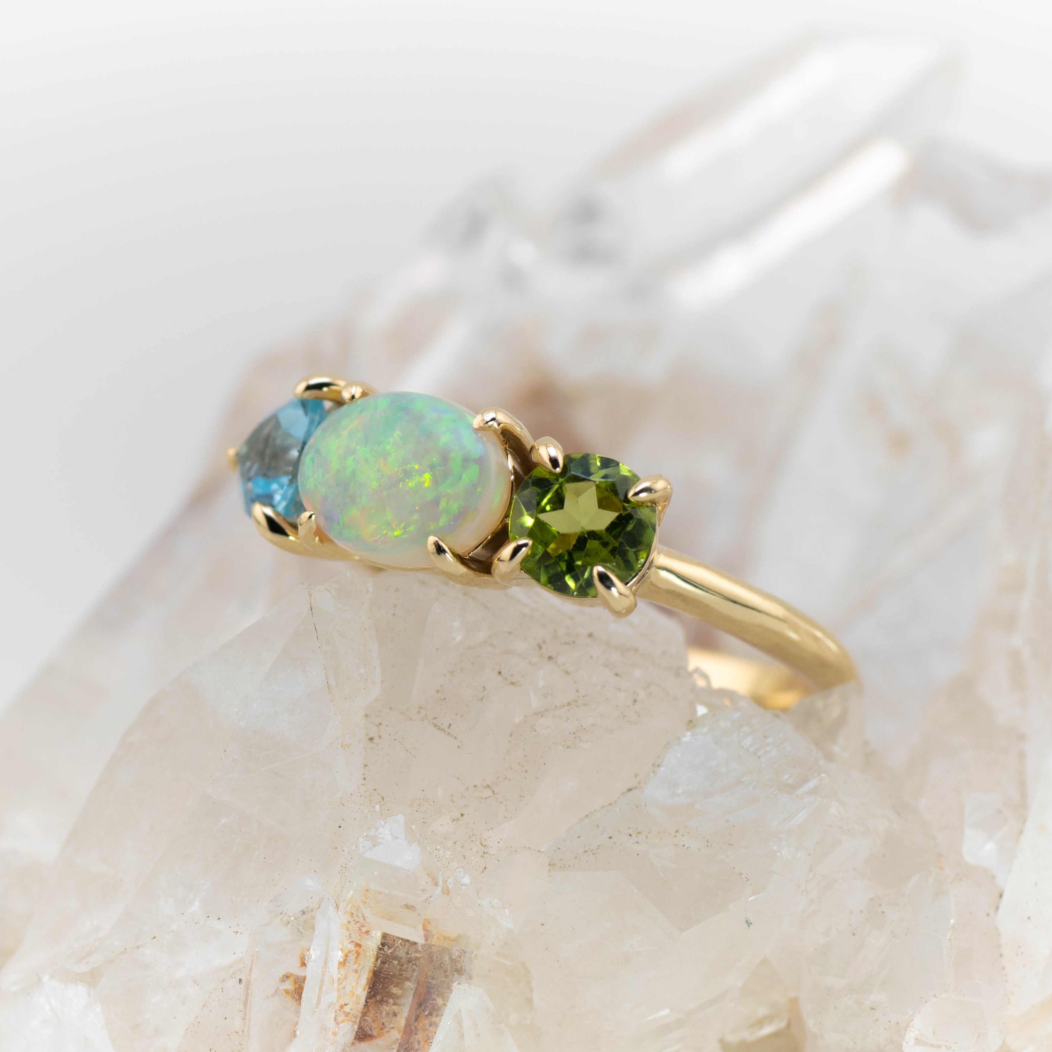 Adelaide – Opal & Gemstone Cluster Ring (in stock size O)