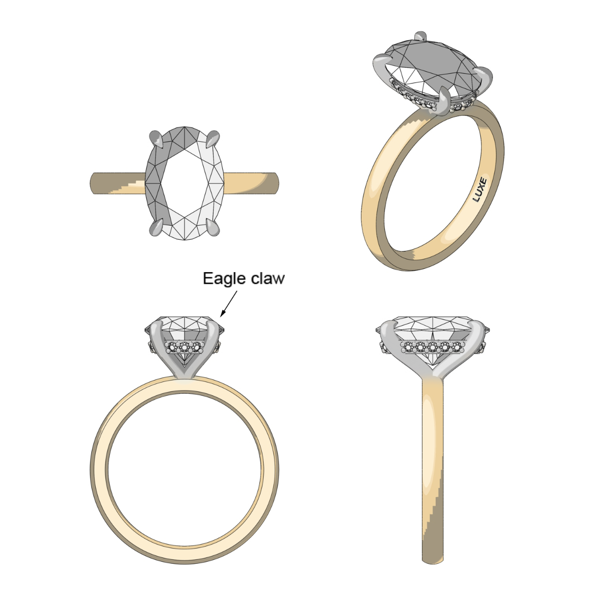 3ct Oval Solitaire with Hidden Halo