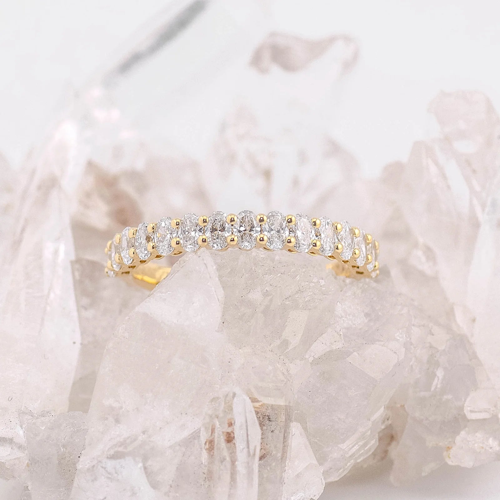 (Ready to Ship M) Charlotte 1/2 Band Oval Wedding/Eternity Ring 18k Yellow Gold