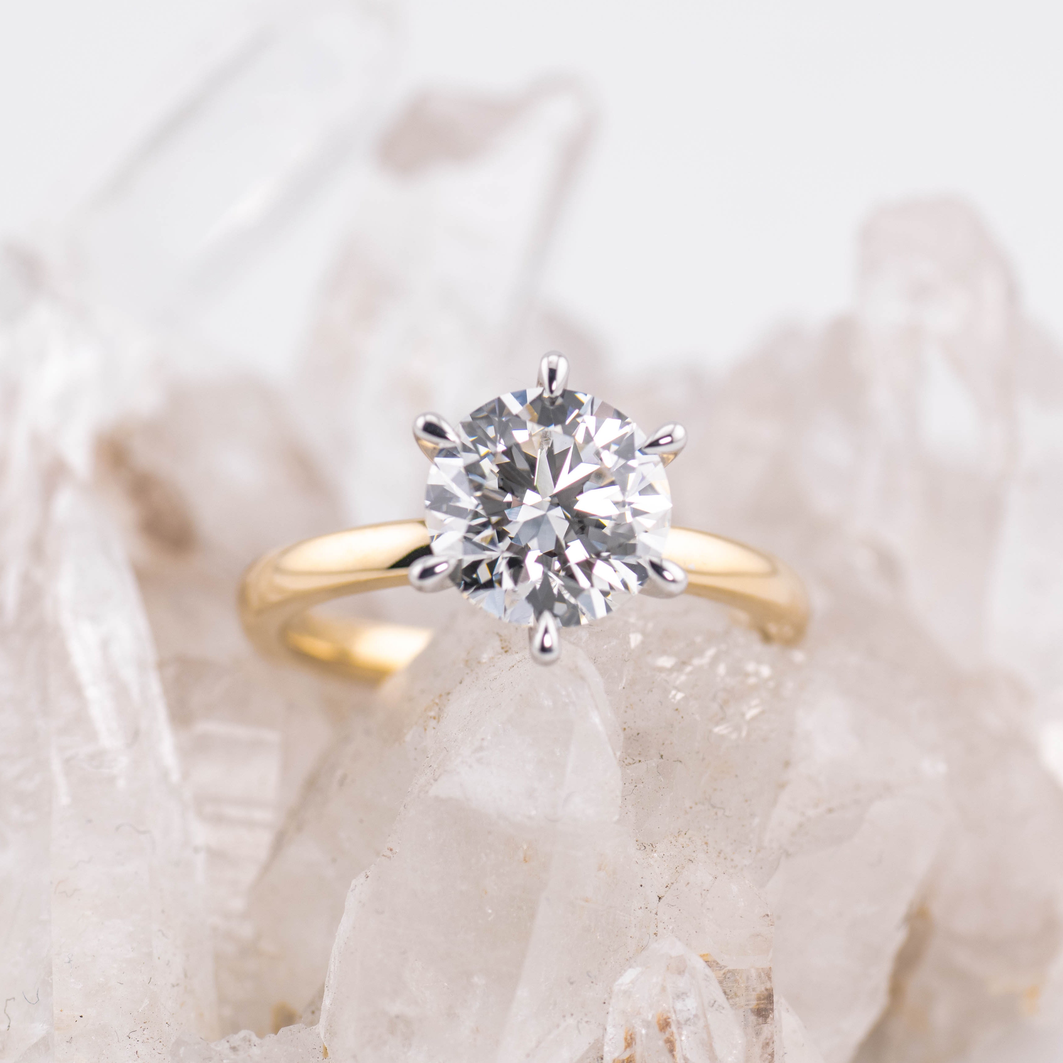 (Ready to Ship Size M) - Billie 2.0 – 6 Claw 2ct Round Solitaire