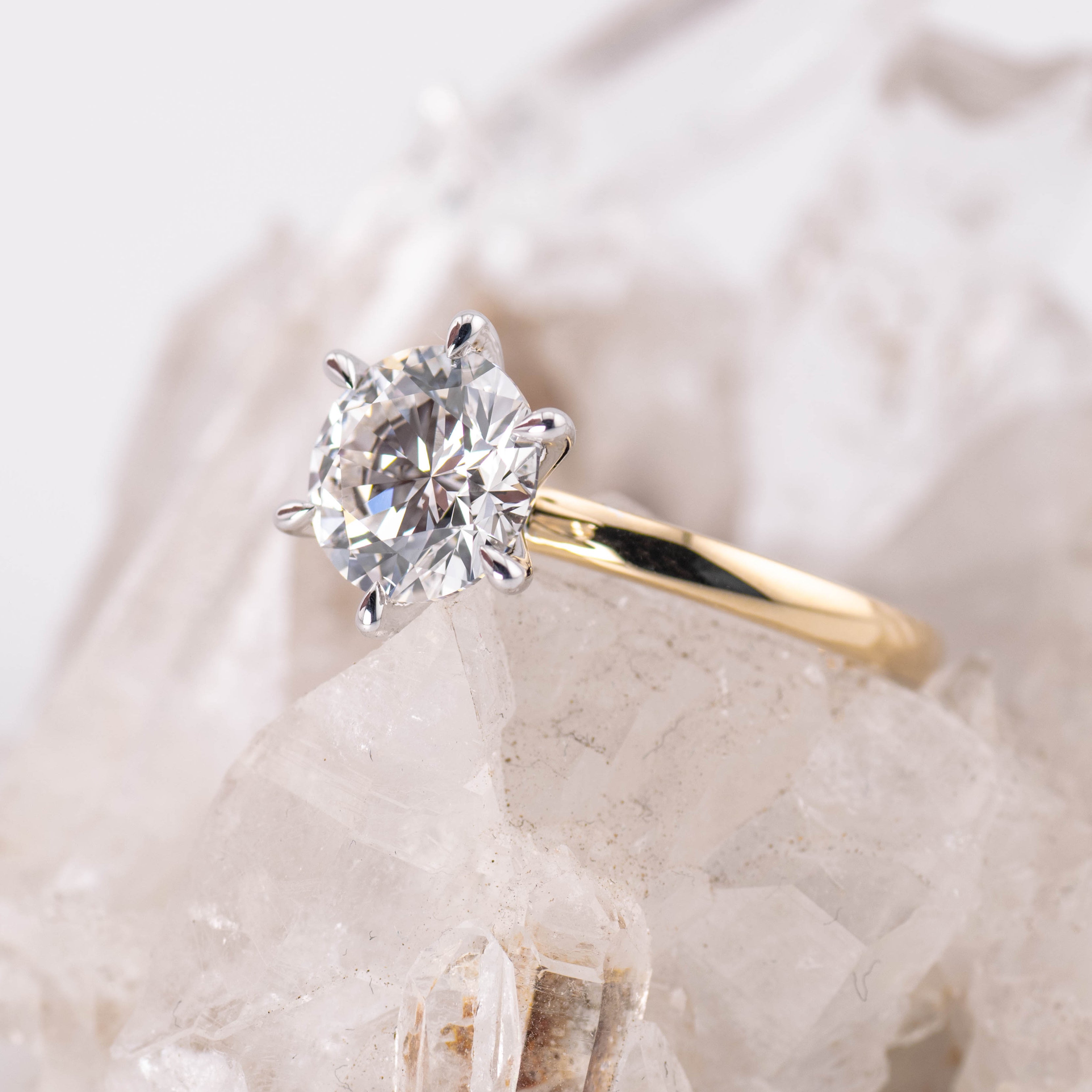 (Ready to Ship Size M) - Billie 2.0 – 6 Claw 2ct Round Solitaire
