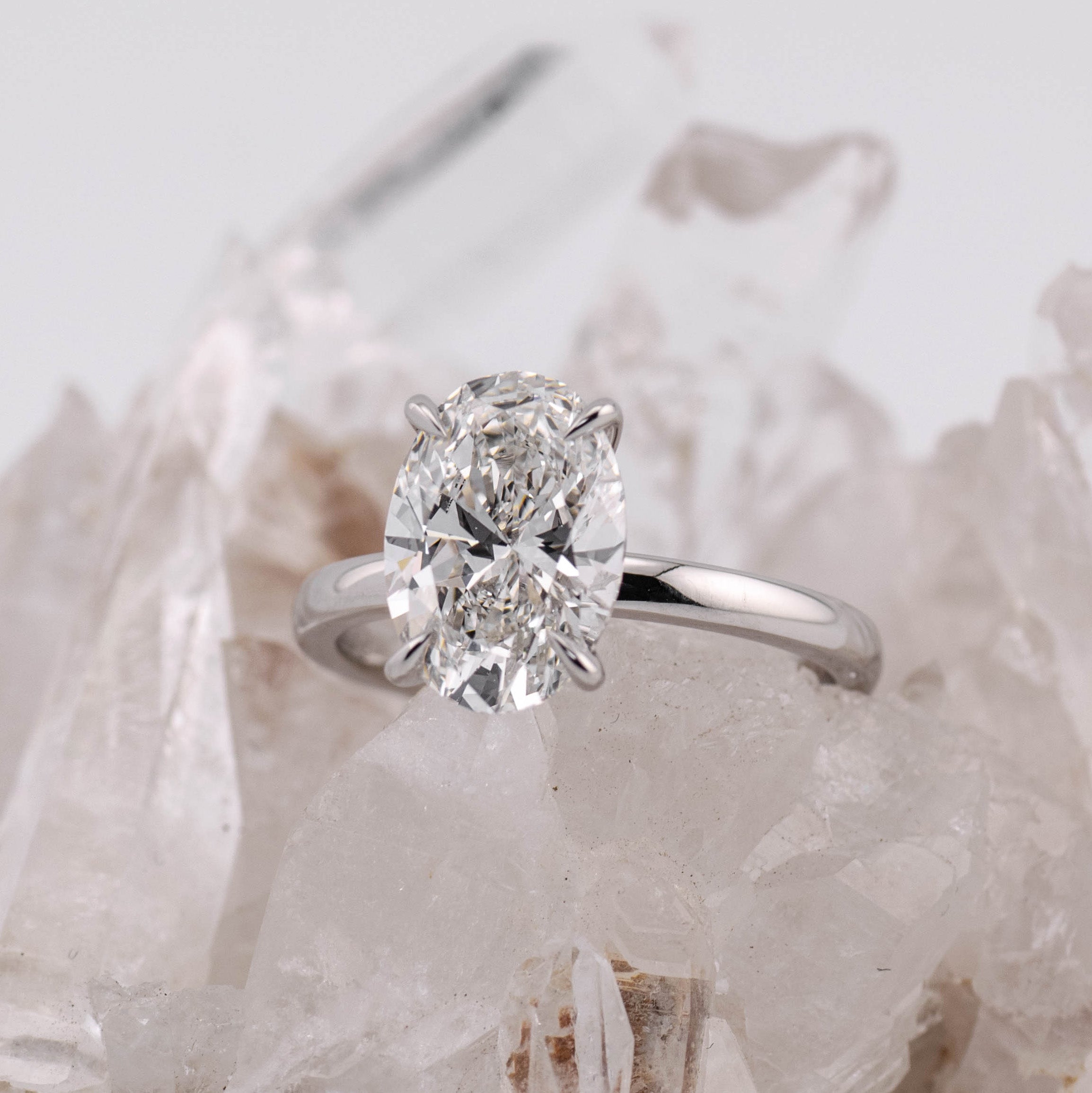 Kate 3.0 – 4 Claw 3ct Oval Solitaire (Made to Order) F Colour VVS2