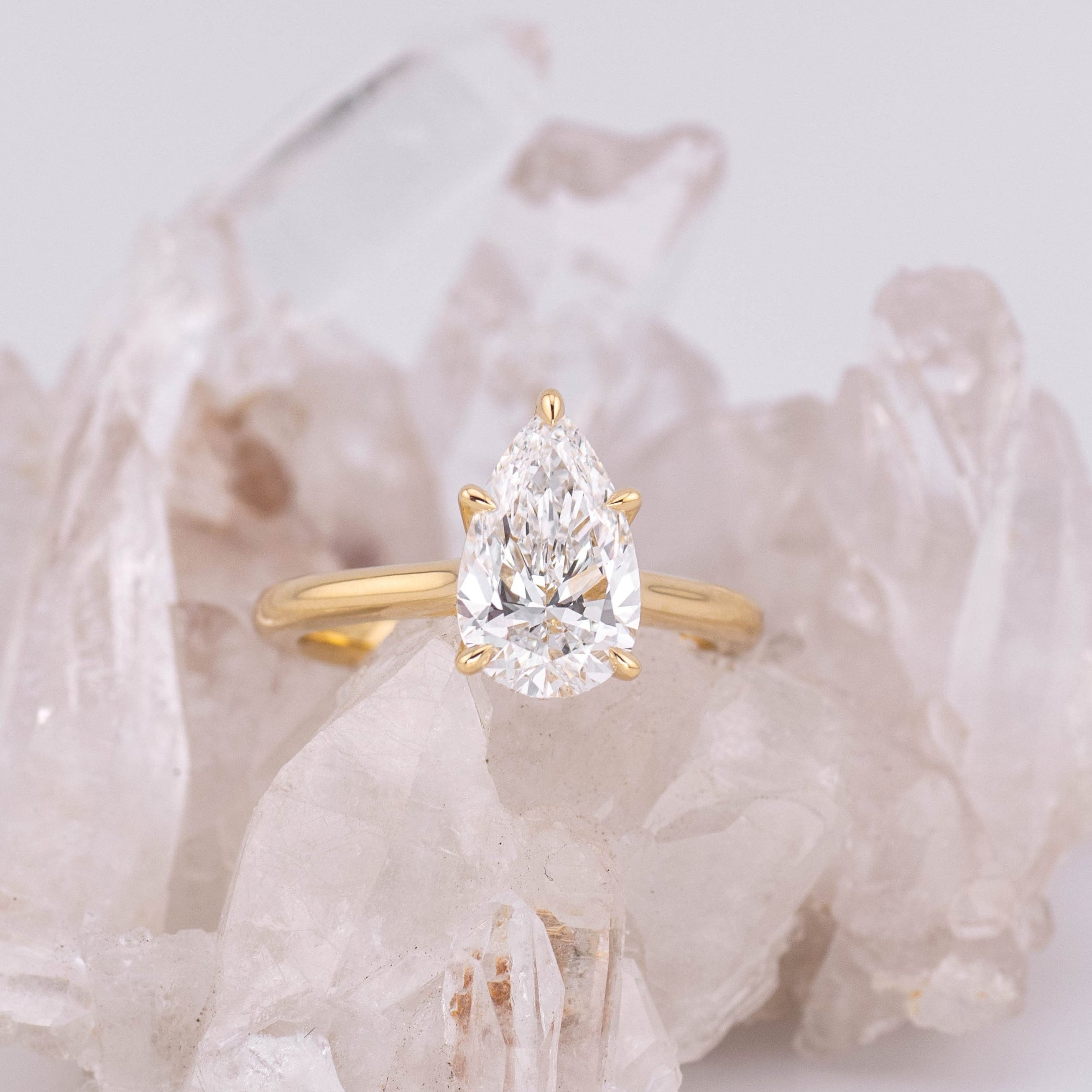 Daisy Pear Petal 2.0 – 5 Claw 2ct Pear Solitaire with Petal Basket (Made to Order)