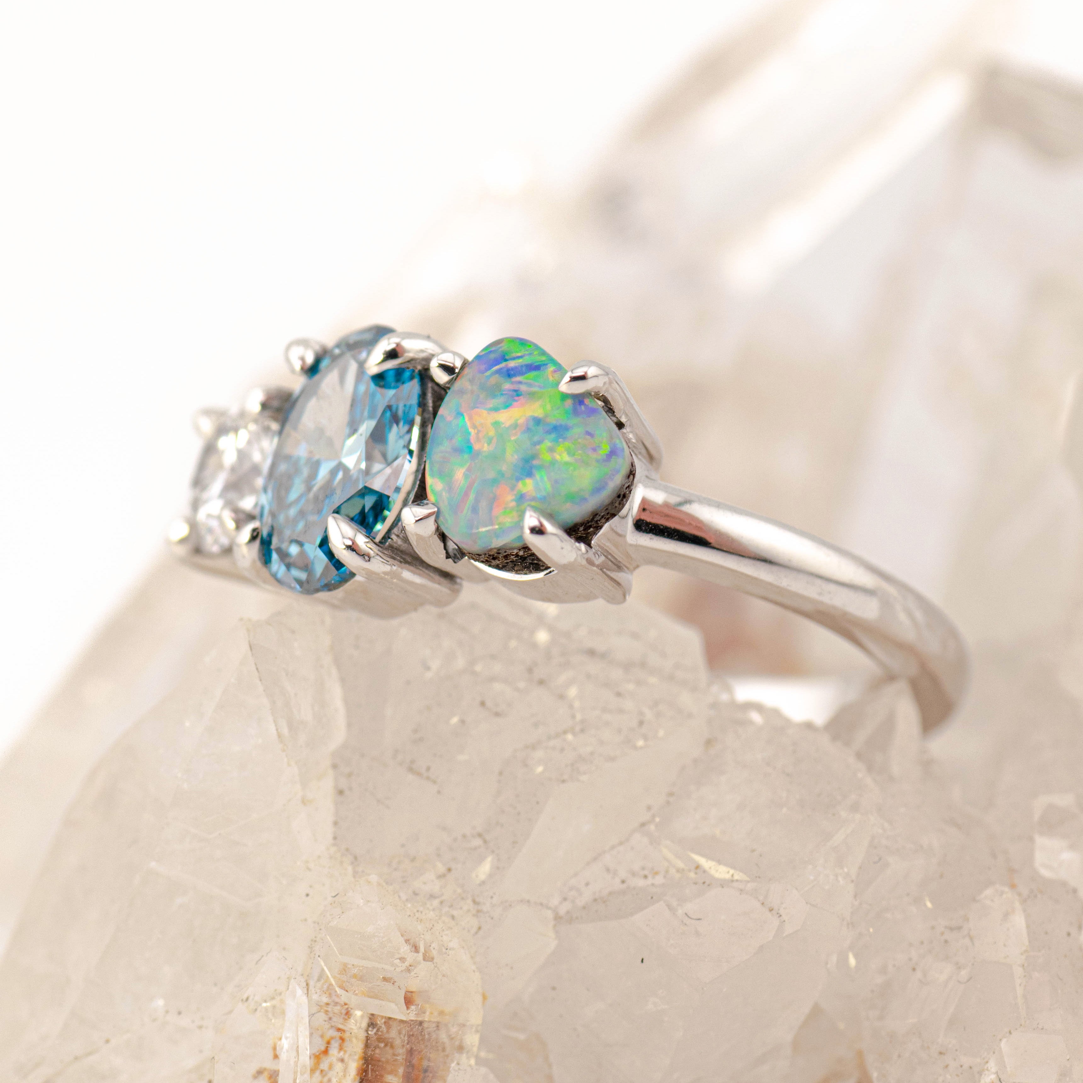 Skye – Opal & Diamond Cluster Ring (in stock size P)