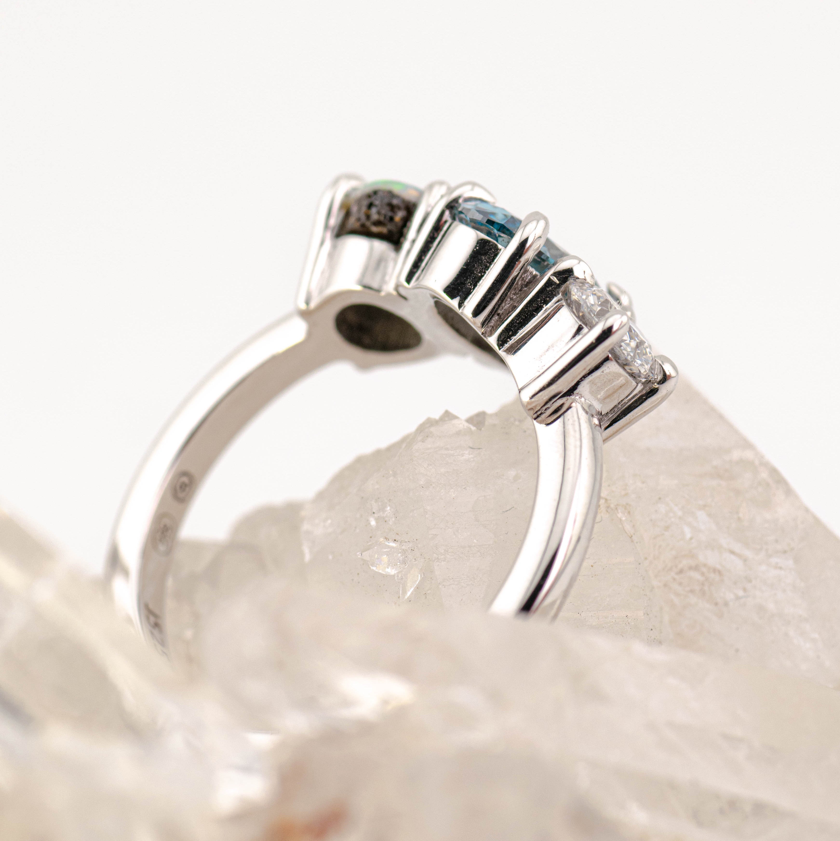 Skye – Opal & Diamond Cluster Ring (in stock size P)