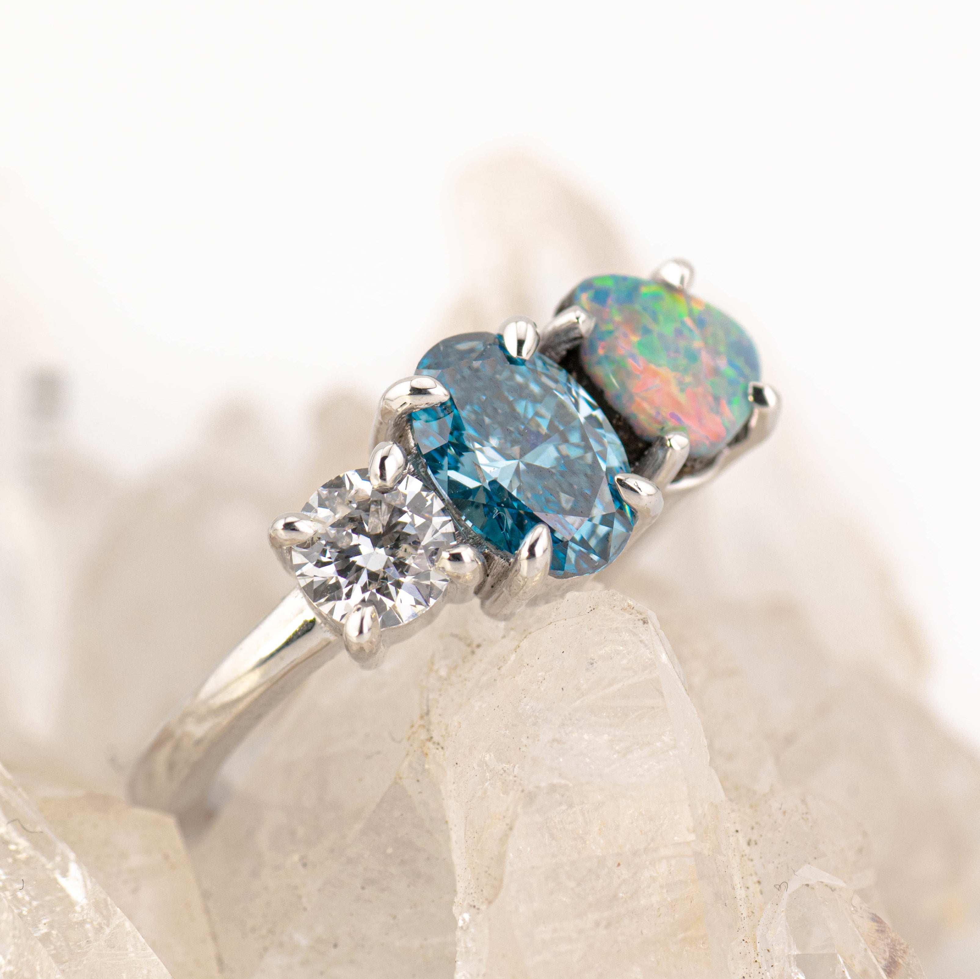 Skye – Opal & Diamond Cluster Ring (in stock size P)