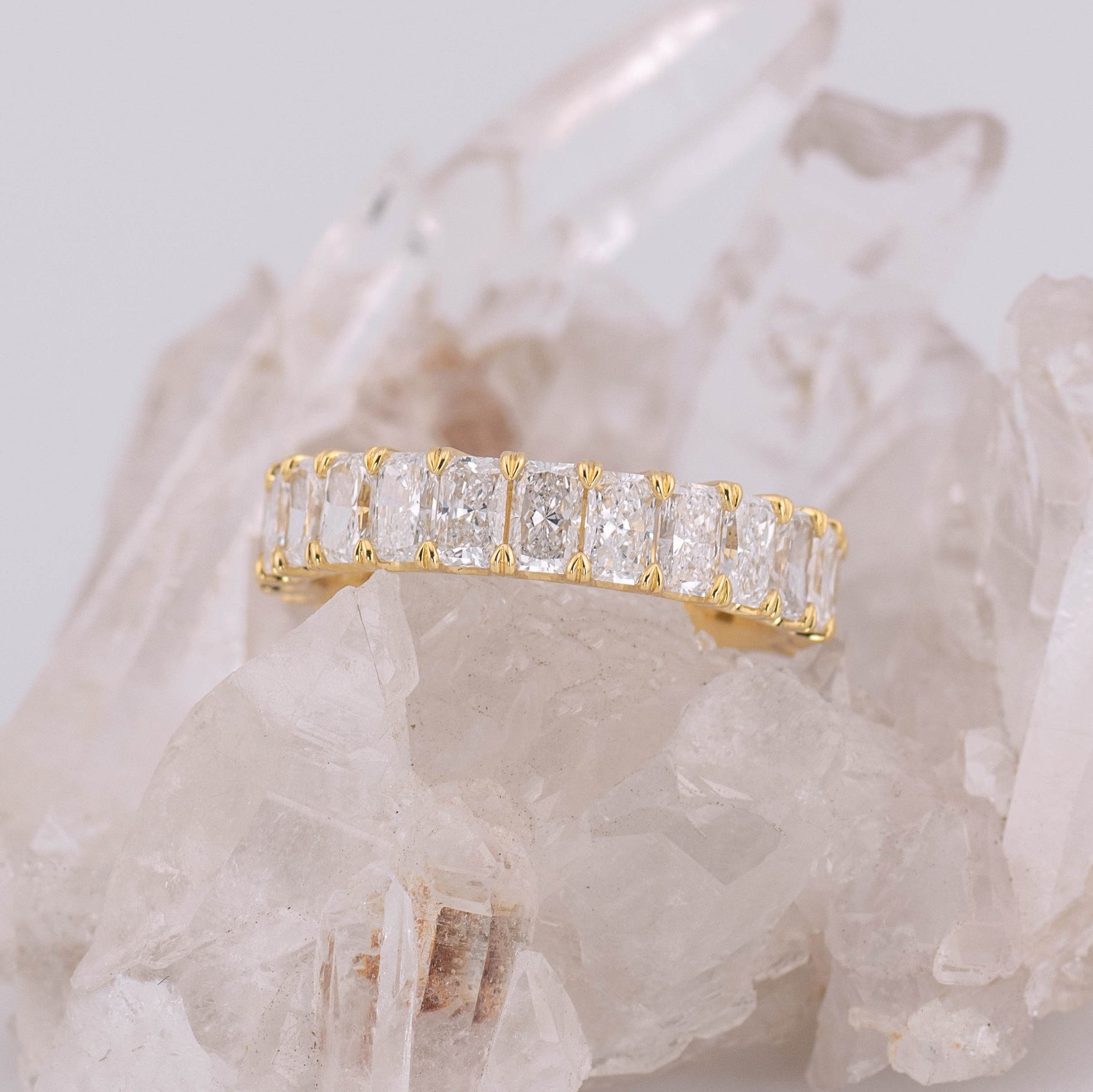 (Ready to Ship Size N) Harper 3/4 Diamond Set Wedding/Eternity Ring in 18k Yellow Gold