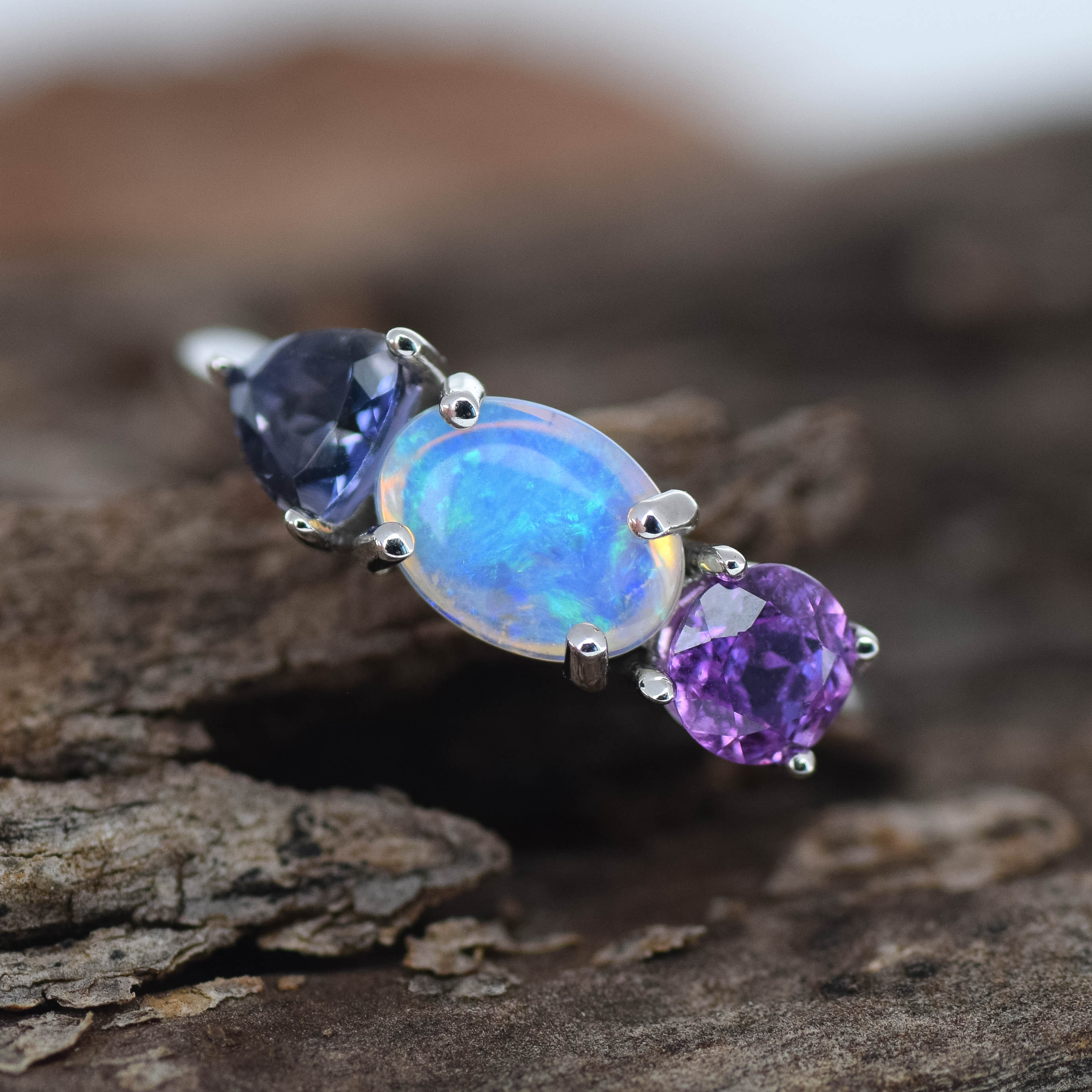 Indigo – Opal & Gemstone Cluster Ring (in stock size O)
