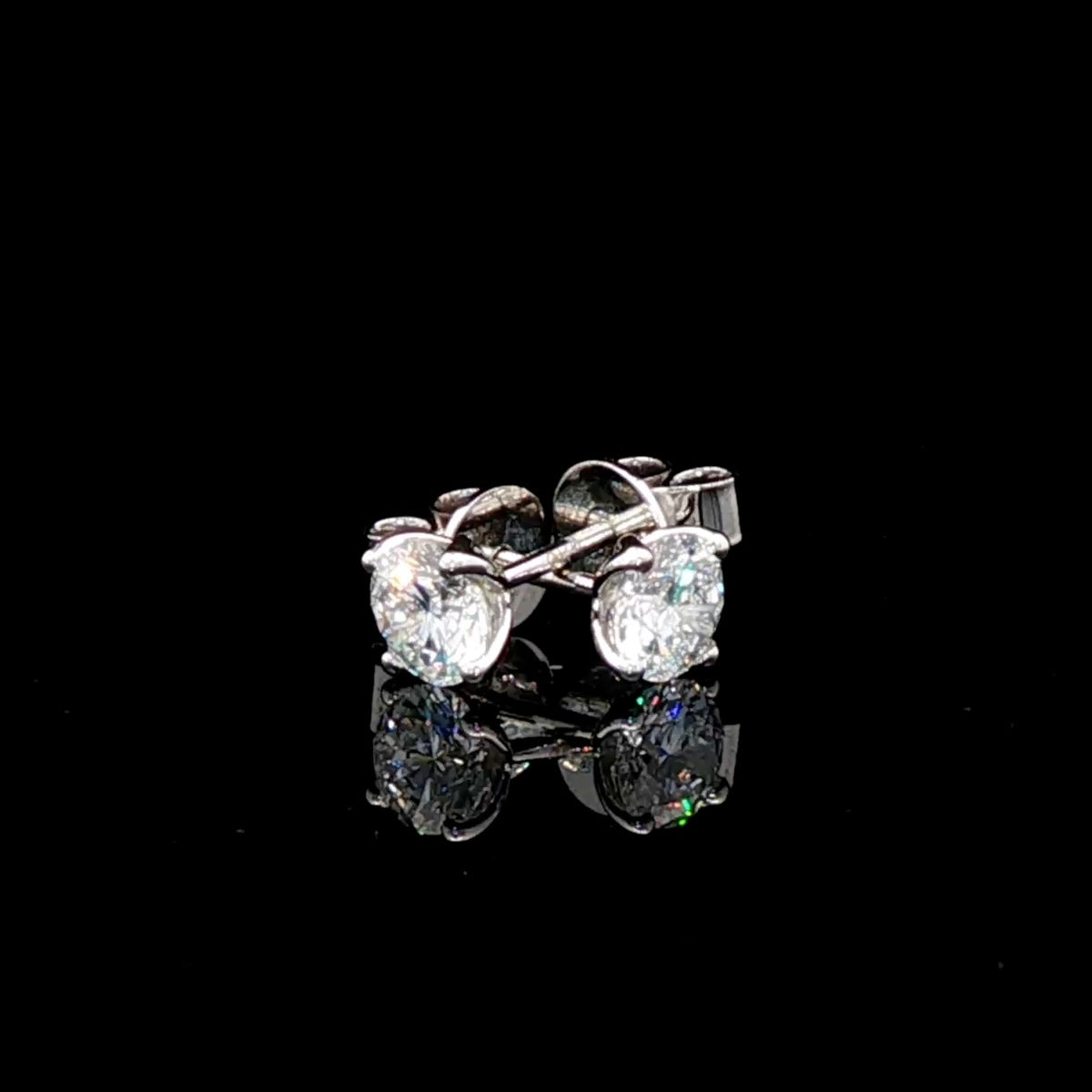 (Ready to Ship) Petal Basket 1.07 tcw 9k White Gold Diamond Studs EF+ VS+ Lab Diamonds