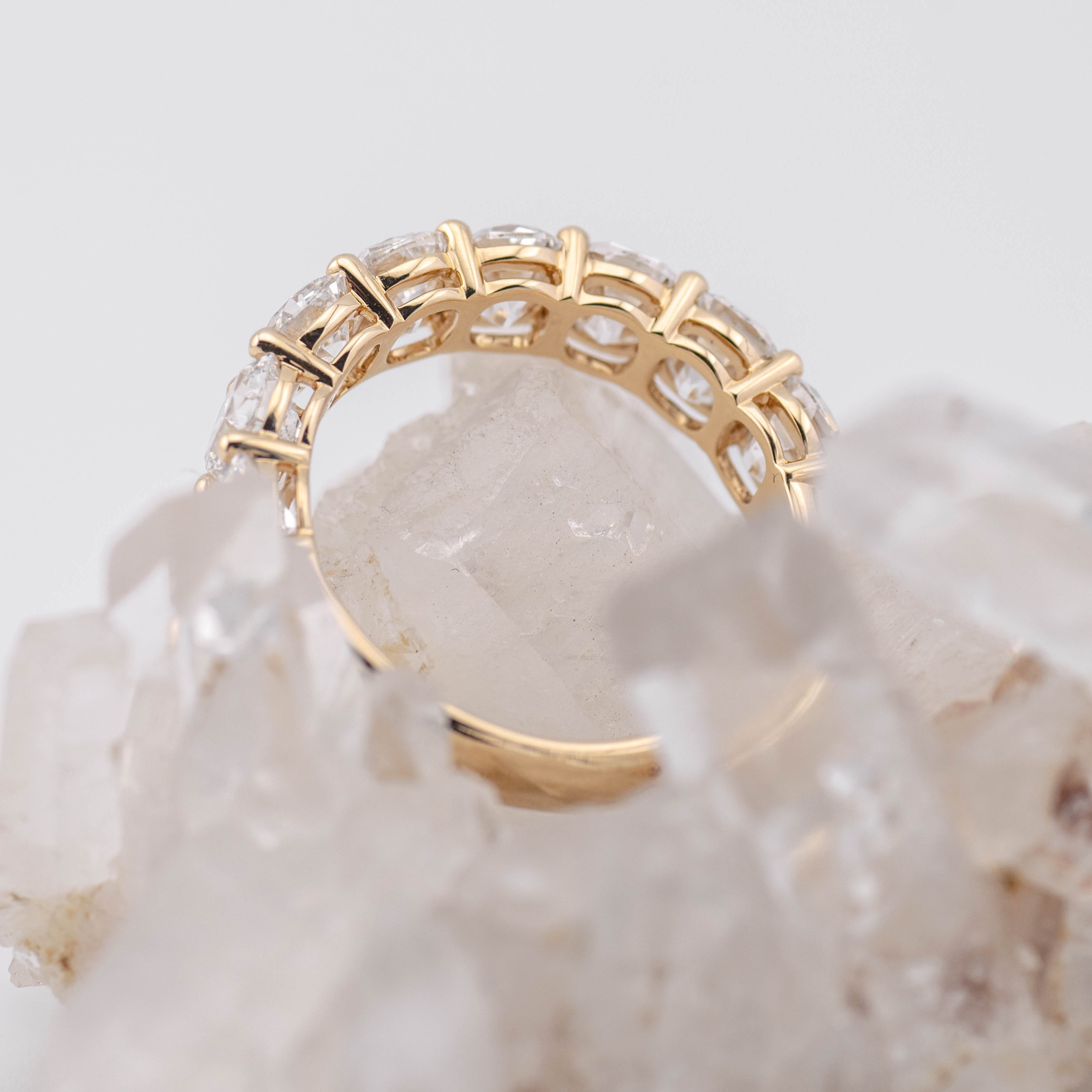 (Ready to Ship Size O) - 4.04ct Old Mine Wedding/Eternity Ring in 14k