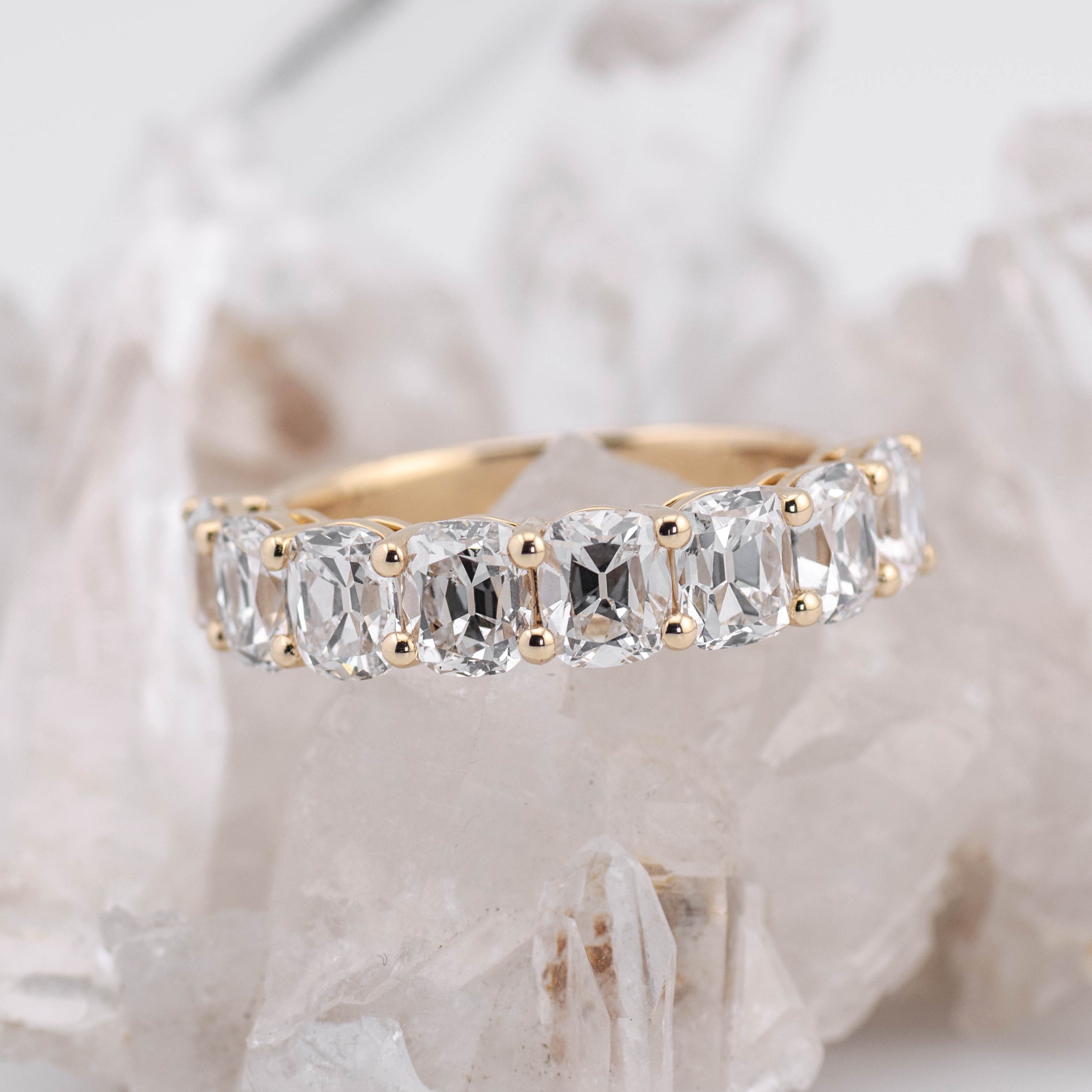 (Ready to Ship Size O) - 4.04ct Old Mine Wedding/Eternity Ring in 14k