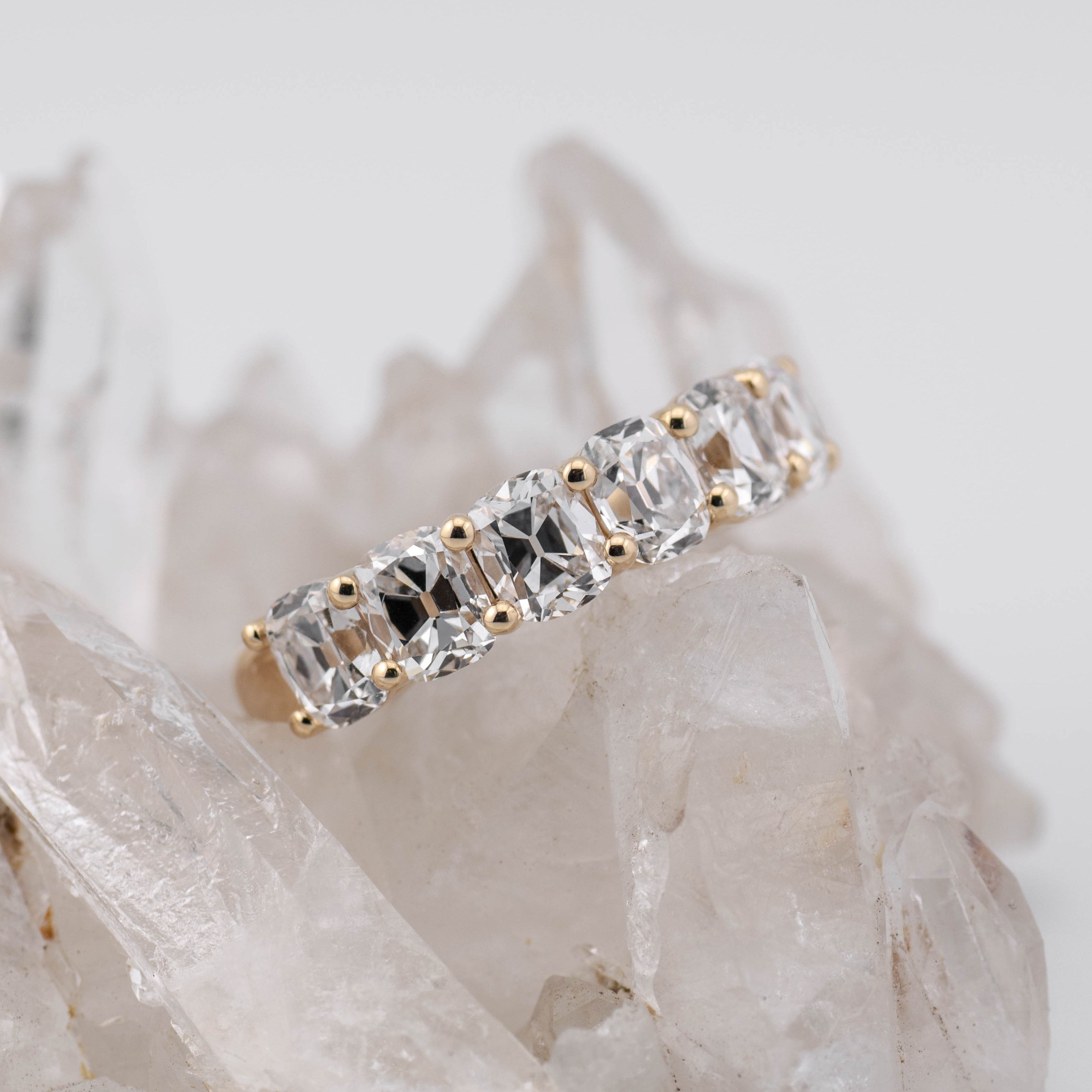 (Ready to Ship Size O) - 4.04ct Old Mine Wedding/Eternity Ring in 14k
