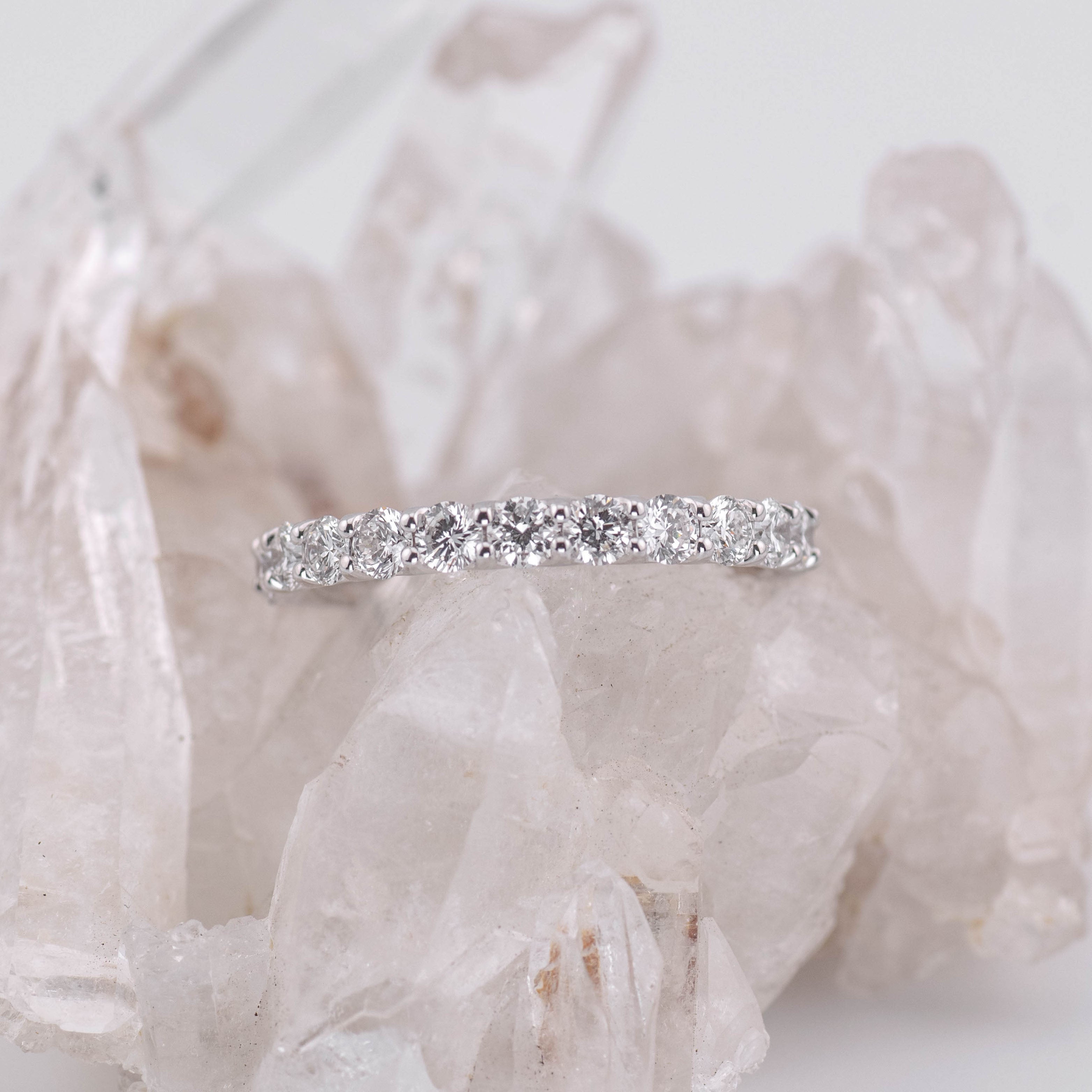 (Ready to Ship Size M) Madison 1/2 2.5mm Wedding/Eternity Band in 18k White Gold