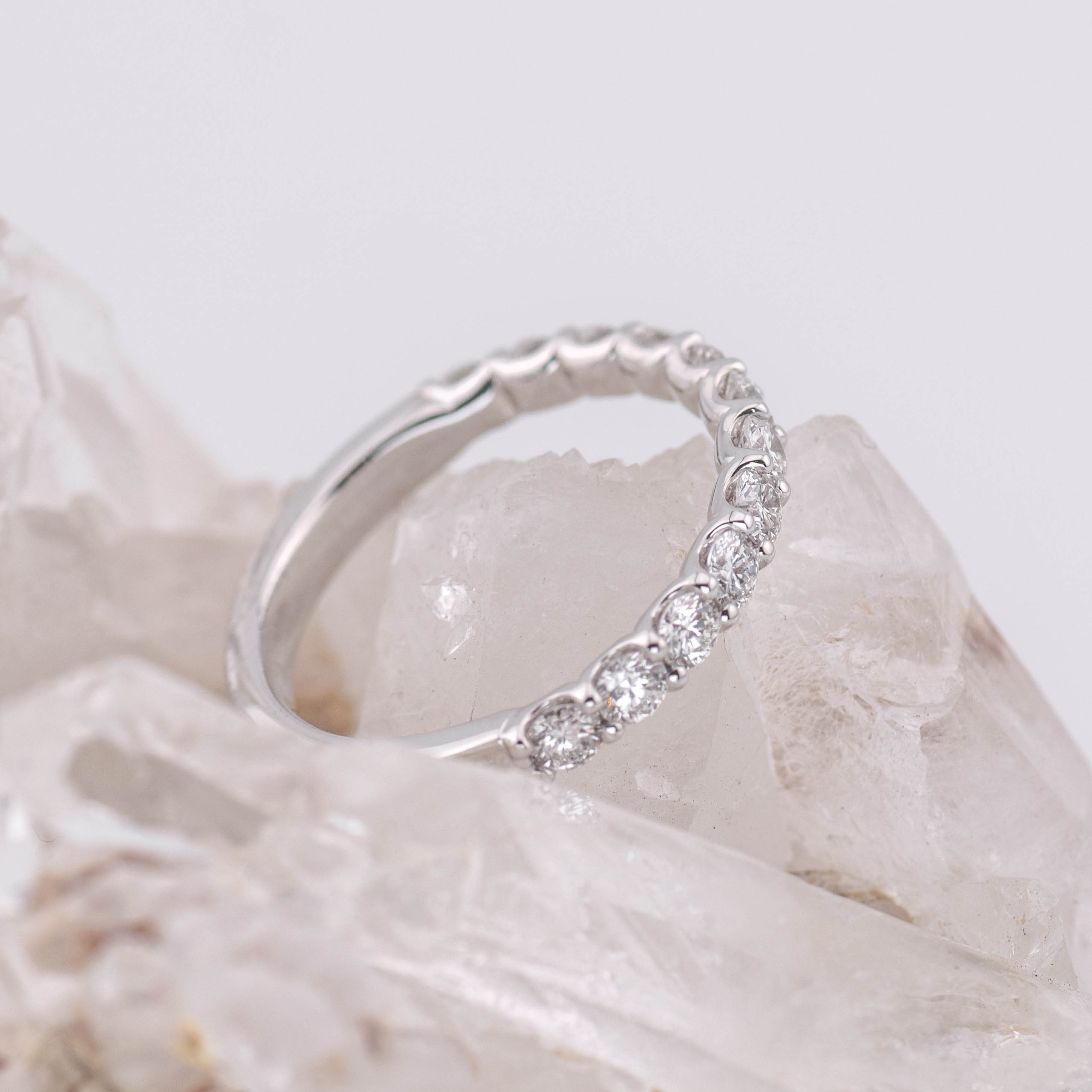 (Ready to Ship Size M) Madison 1/2 2.5mm Wedding/Eternity Band in 18k White Gold