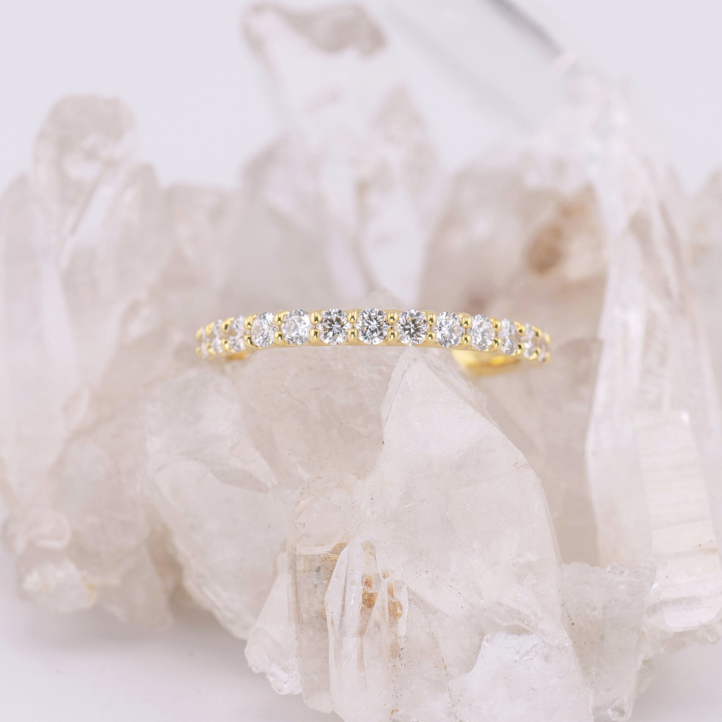 (Ready to Ship L) Madison 2mm 1/2 Band Wedding/Eternity Ring 18k Yellow Gold