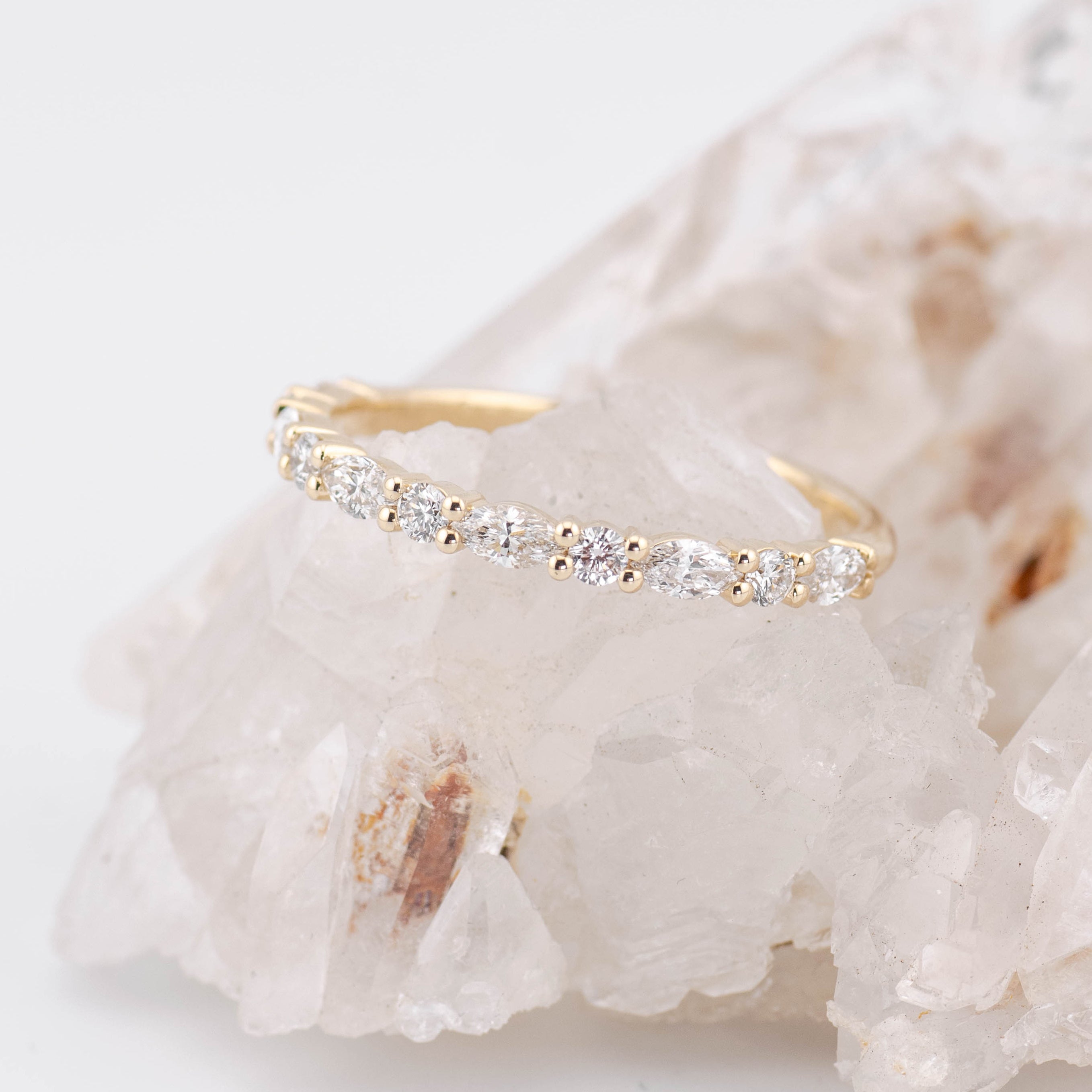 (Ready to Ship Q) Morgan 2mm 1/2 Band Oval Wedding/Eternity Ring 9k Yellow Gold