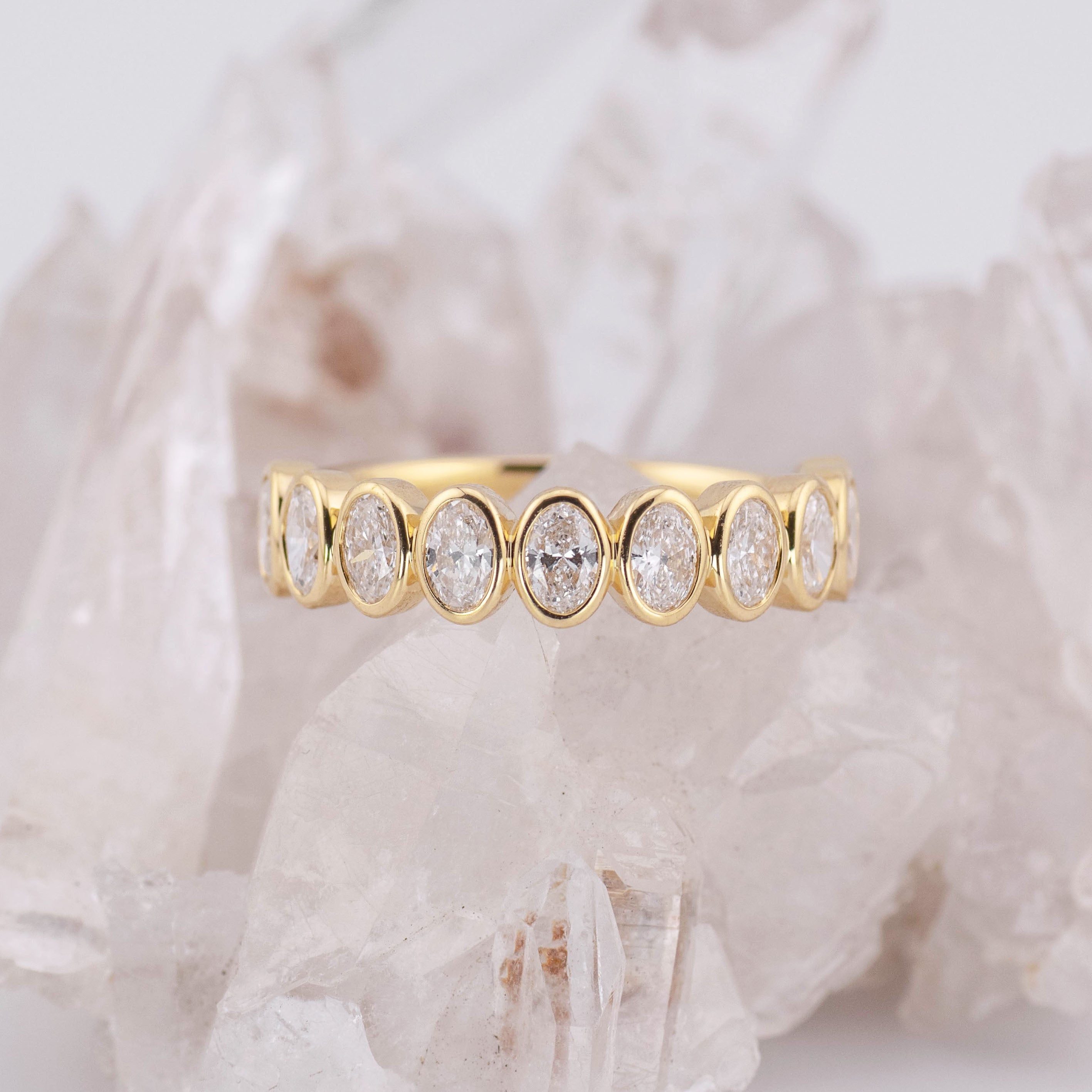 Lois 1/2 Band North/South Oval Bezel Set Wedding/Eternity Ring (Made to Order)