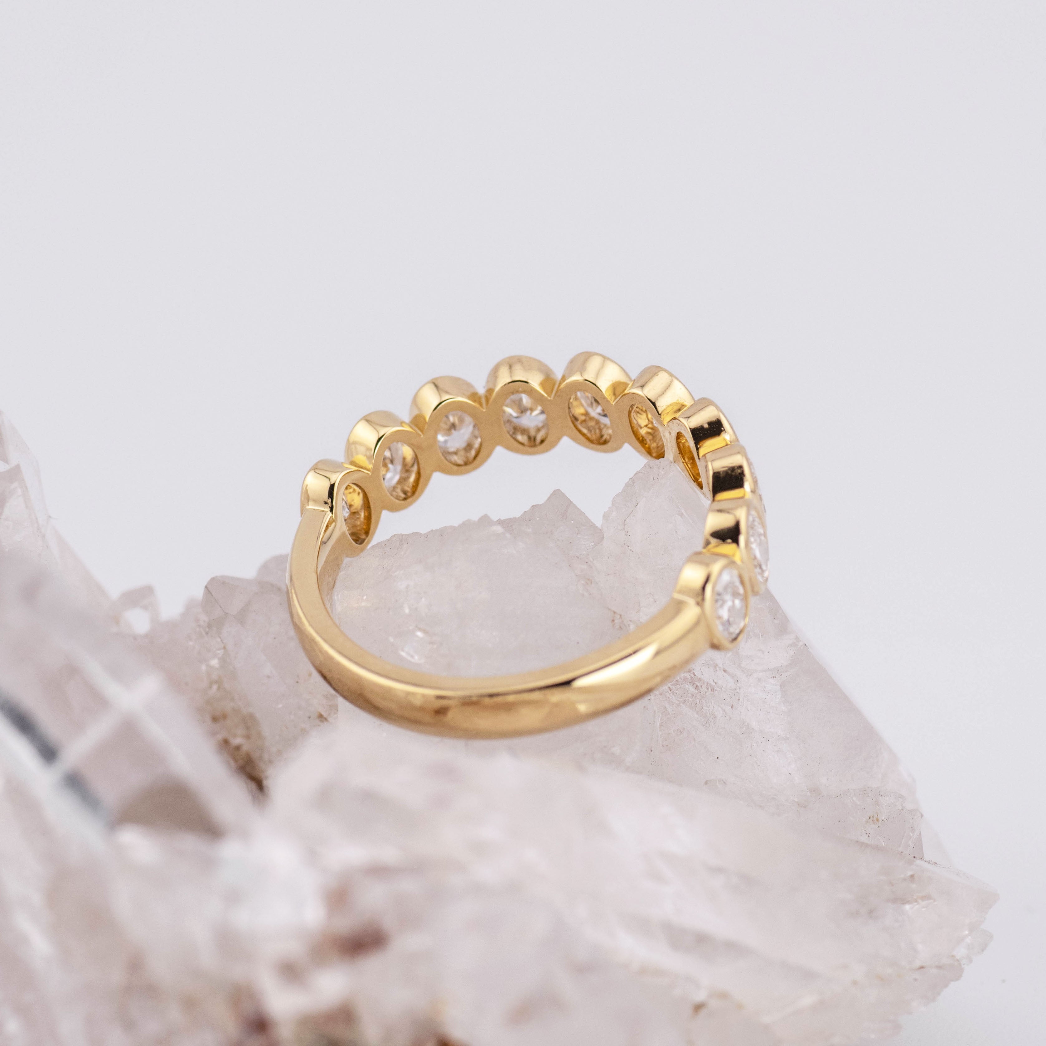 Lois 1/2 Band North/South Oval Bezel Set Wedding/Eternity Ring (Made to Order)