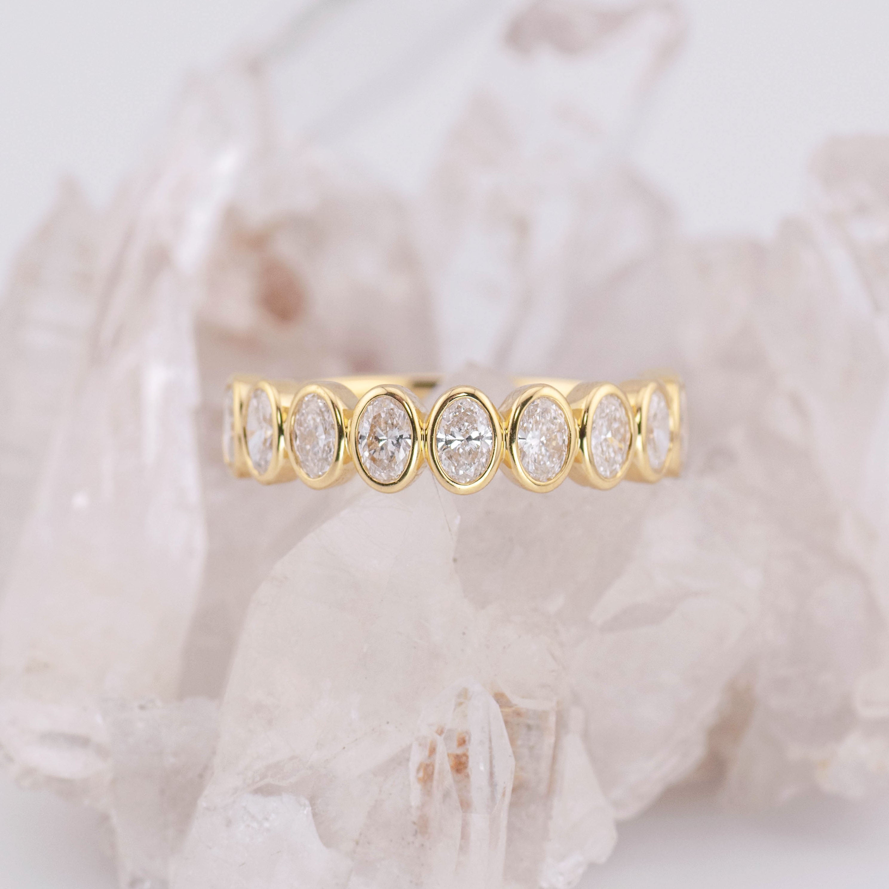 Lois 1/2 Band North/South Oval Bezel Set Wedding/Eternity Ring (Made to Order)